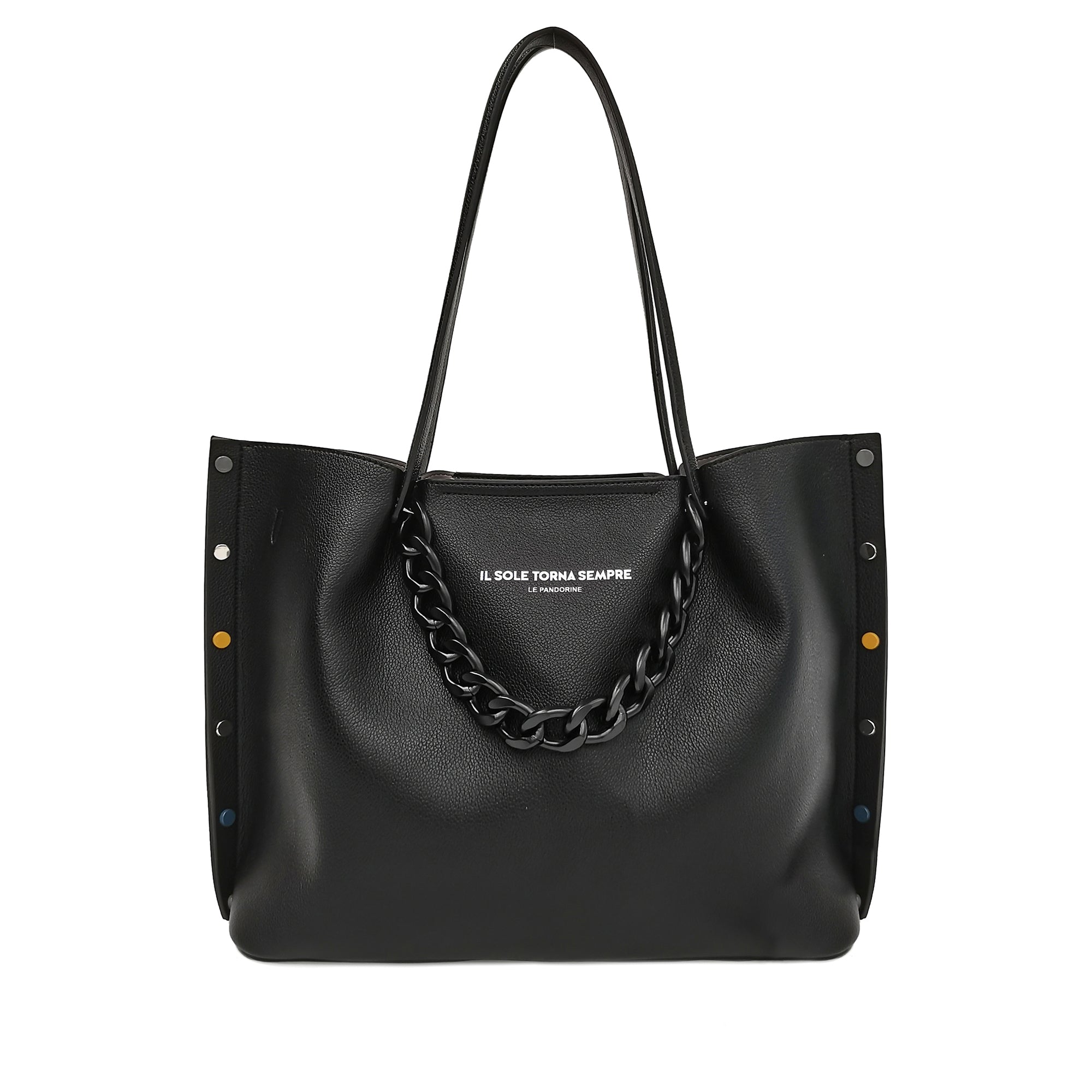 Black Brenda Shopper With Multicolor Studs - Shopping Bags | Le Pandorine