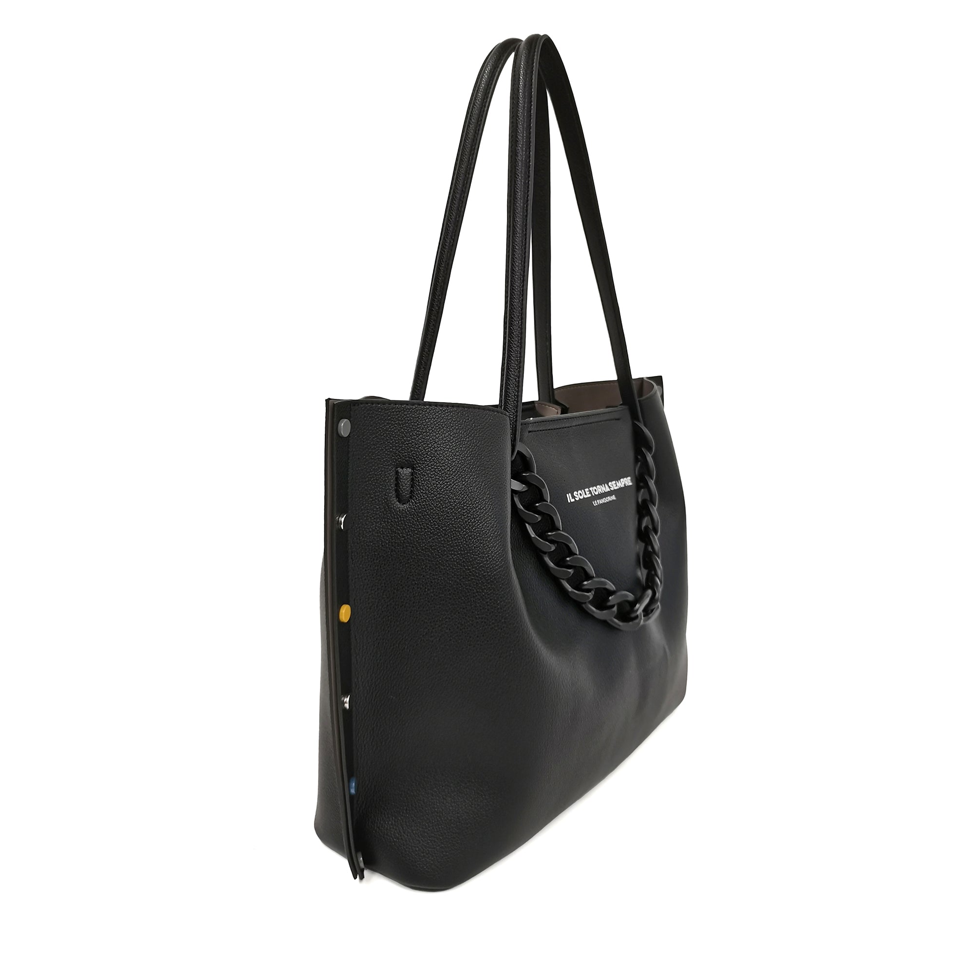 Black Brenda Shopper With Multicolor Studs - Women Bags | Le Pandorine