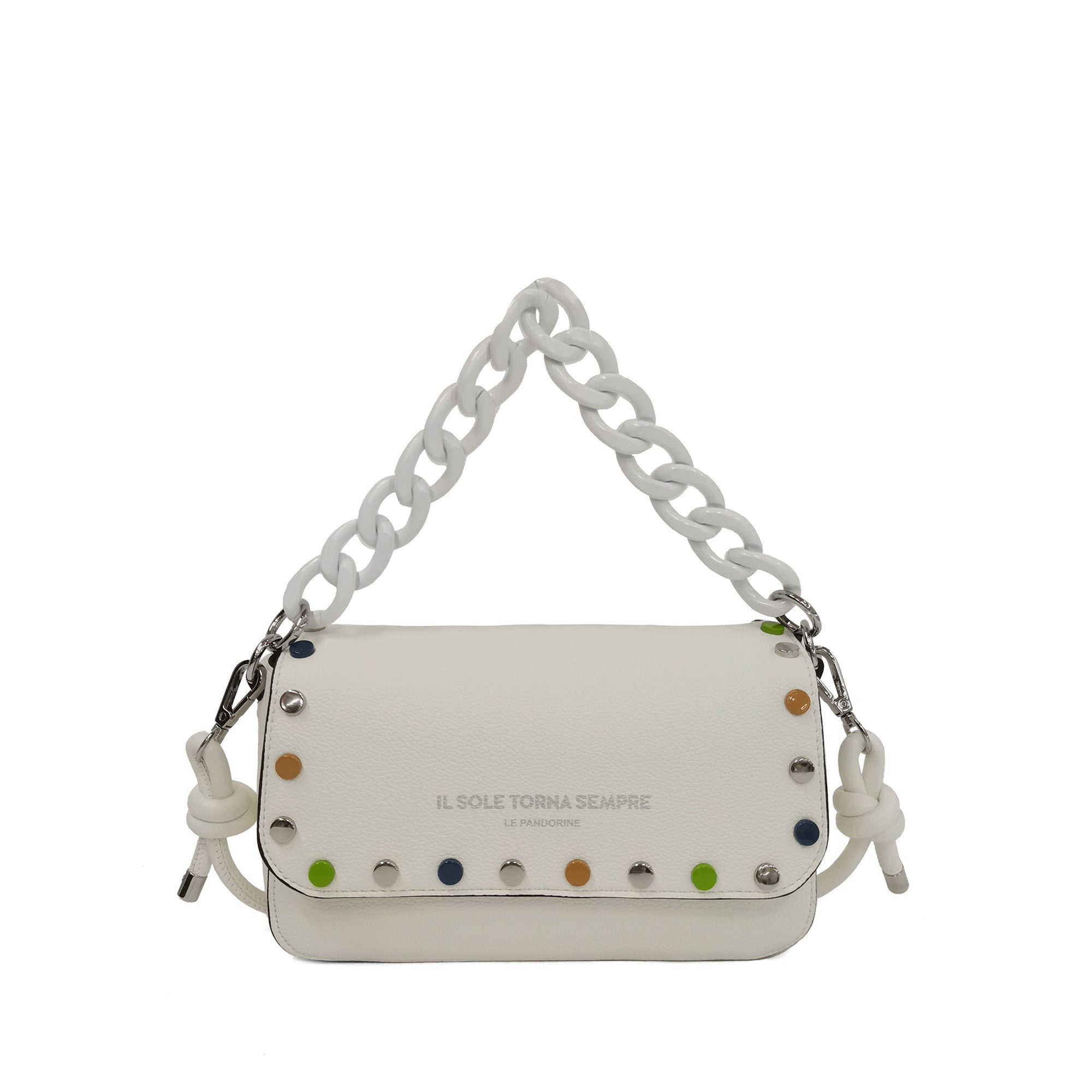 white Brenda Baguette With Studs Multicolor - Women Bags | Le Pandorine