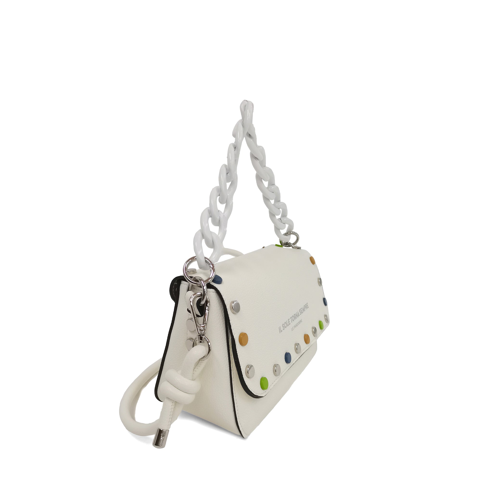 Baguetta Brenda Con Borchie Multicolor colore bianco - Pochette | Le Pandorine