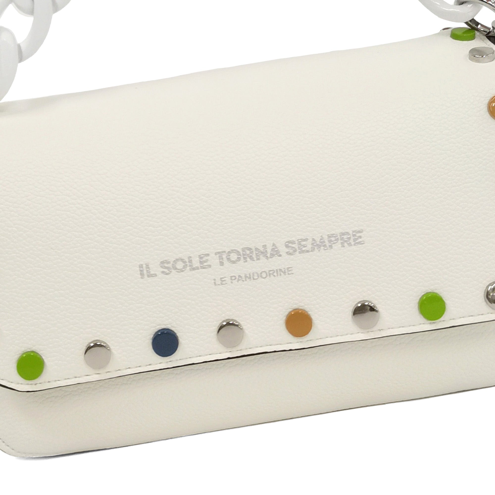 Baguetta Brenda Con Borchie Multicolor colore bianco - Pochette | Le Pandorine