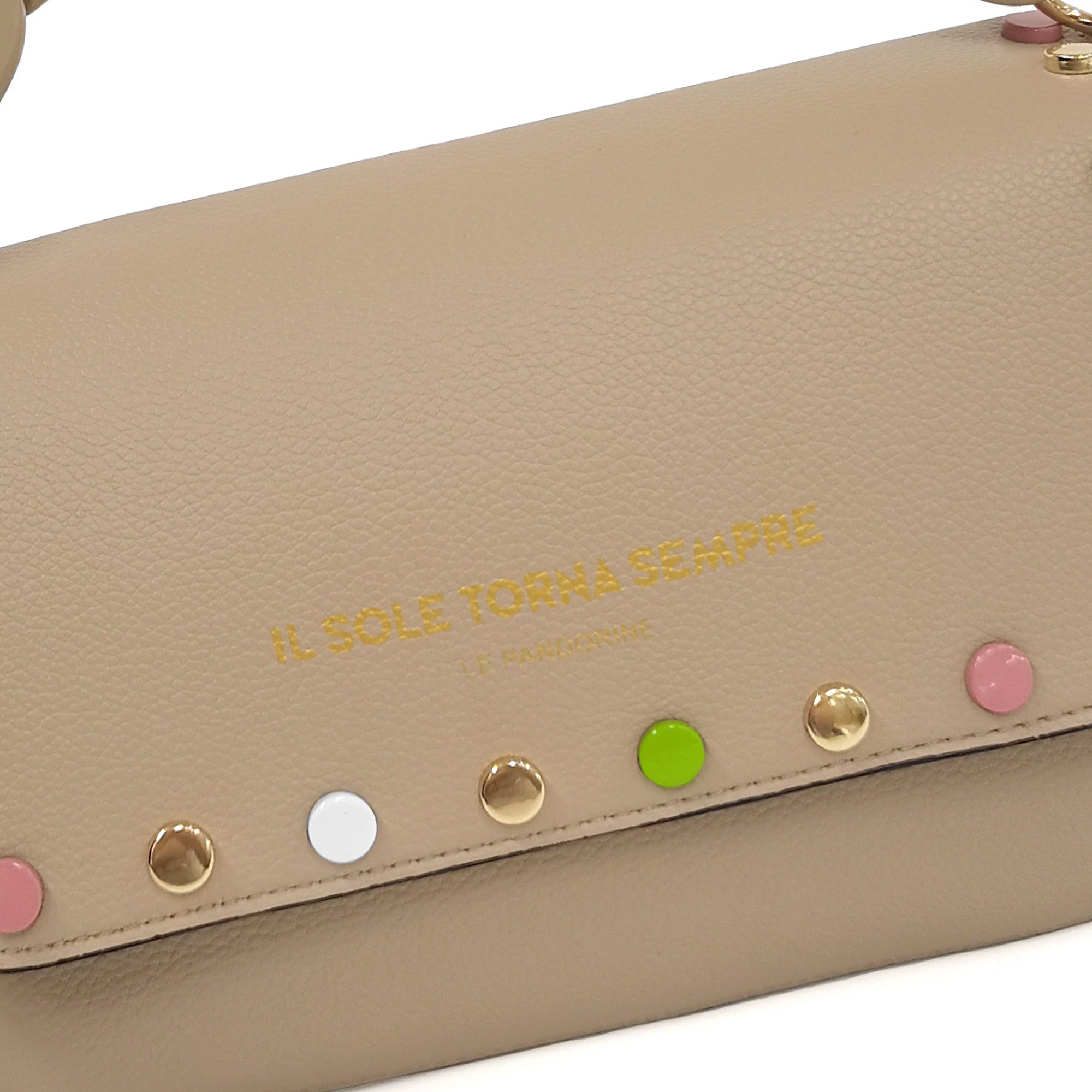 natural Brenda Baguette With Studs Multicolor - Women's Pochette | Le Pandorine