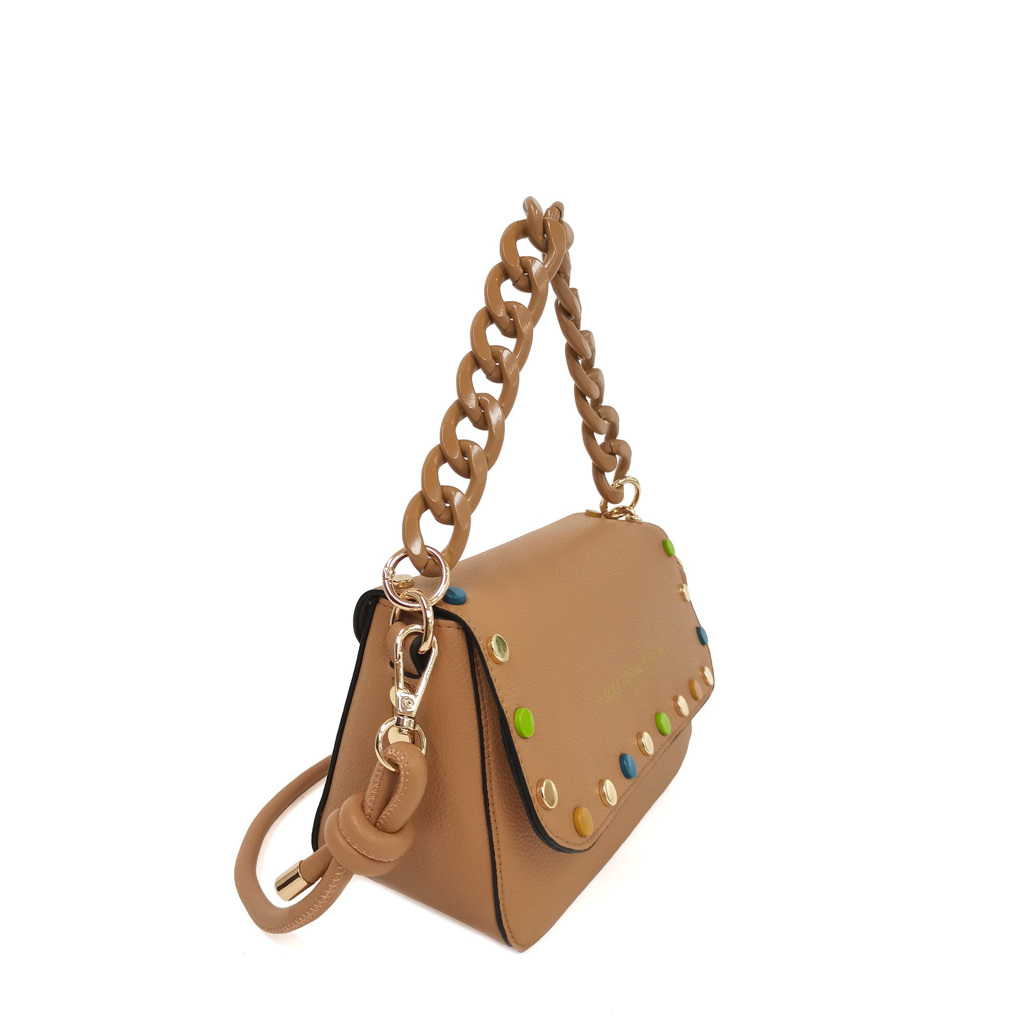 tobacco Brenda Baguette With Studs Multicolor - Women Bags | Le Pandorine