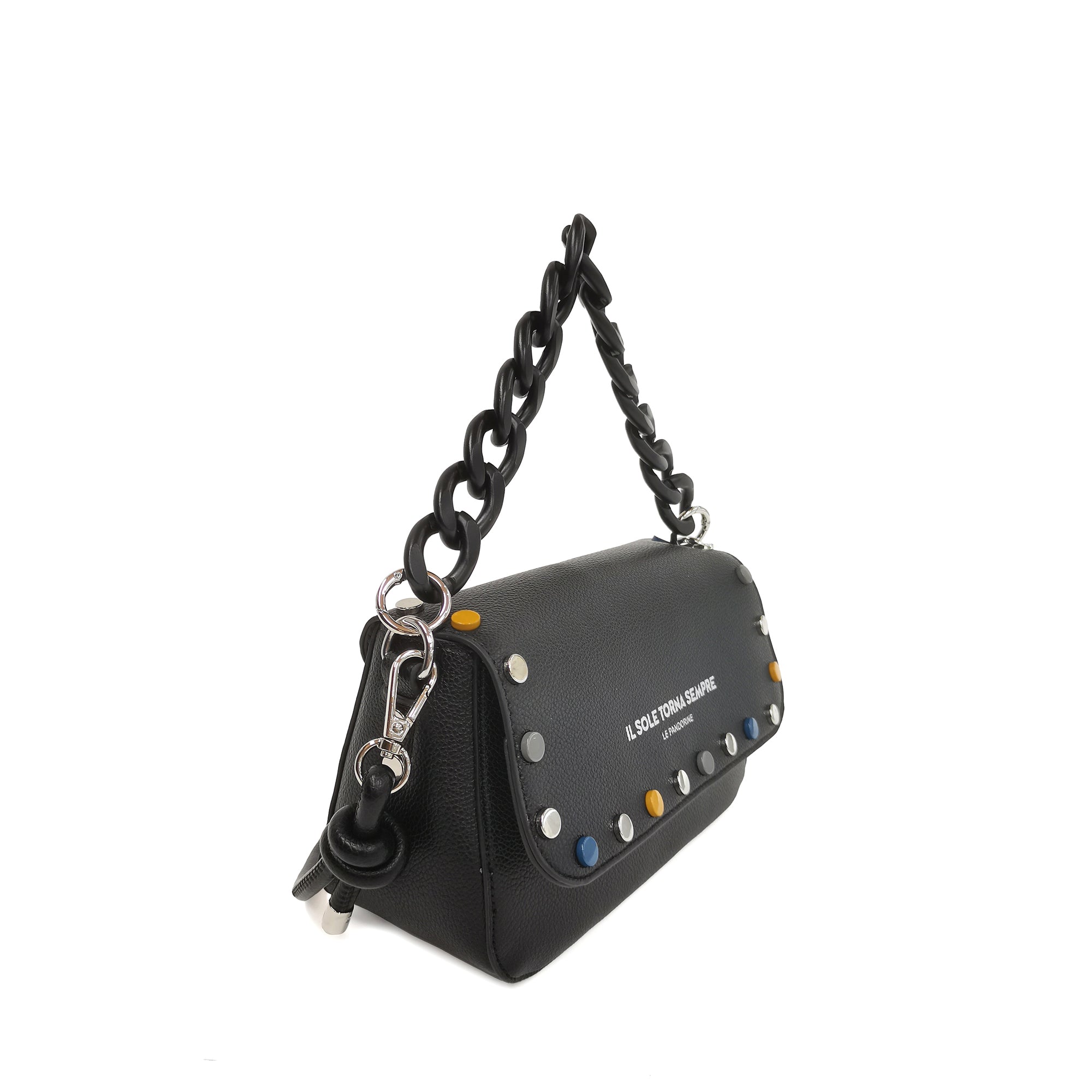 black Brenda Baguette With Studs Multicolor - Women's Pochette | Le Pandorine