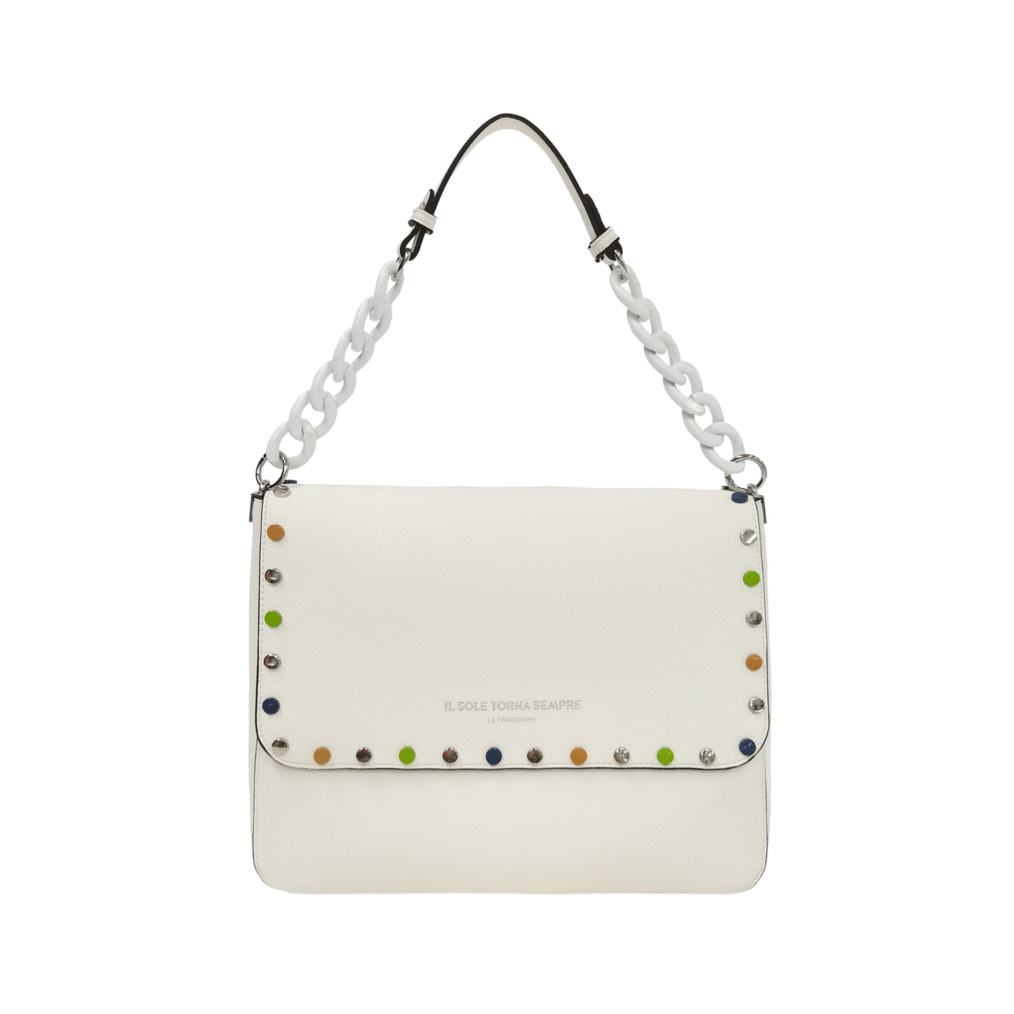 white Brenda Bag With Studs Multicolor - Shoulder Bags | Le Pandorine