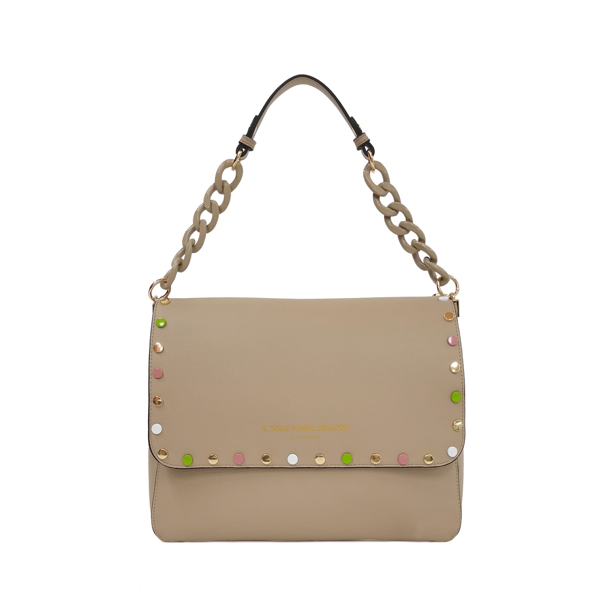 Borsa Brenda Con Borchie Multicolor colore naturale - Borse a Spalla Donna | Le Pandorine