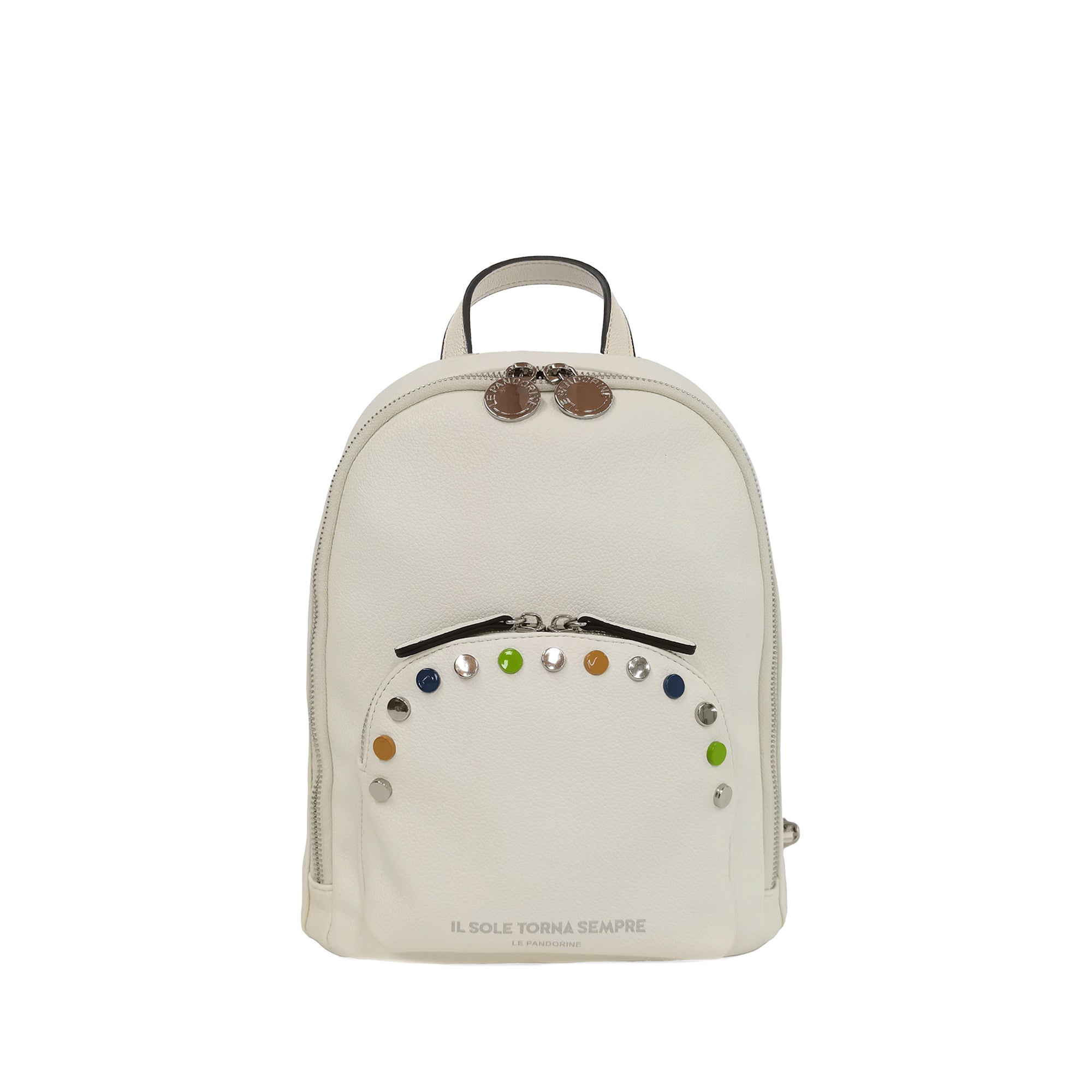 white Brenda Backpack With Studs Multicolor - Women's Backpack | Le Pandorine