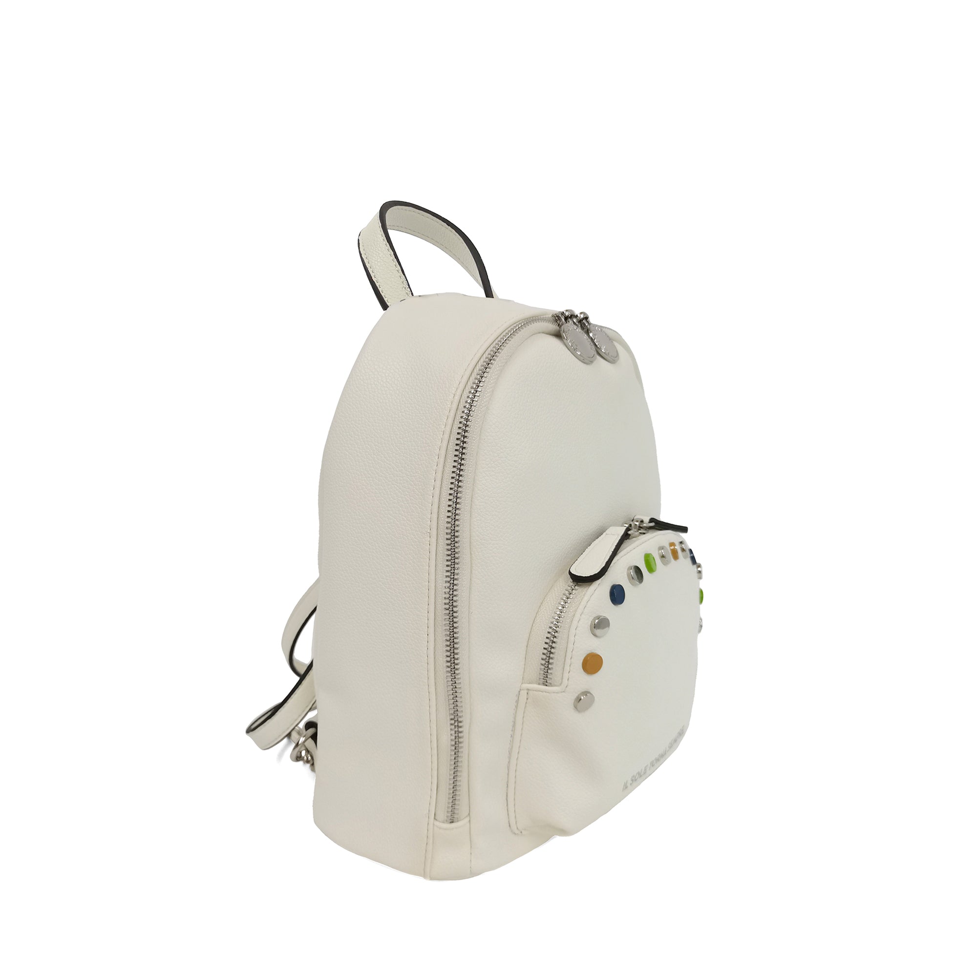 white Brenda Backpack With Studs Multicolor - Women's Backpack | Le Pandorine