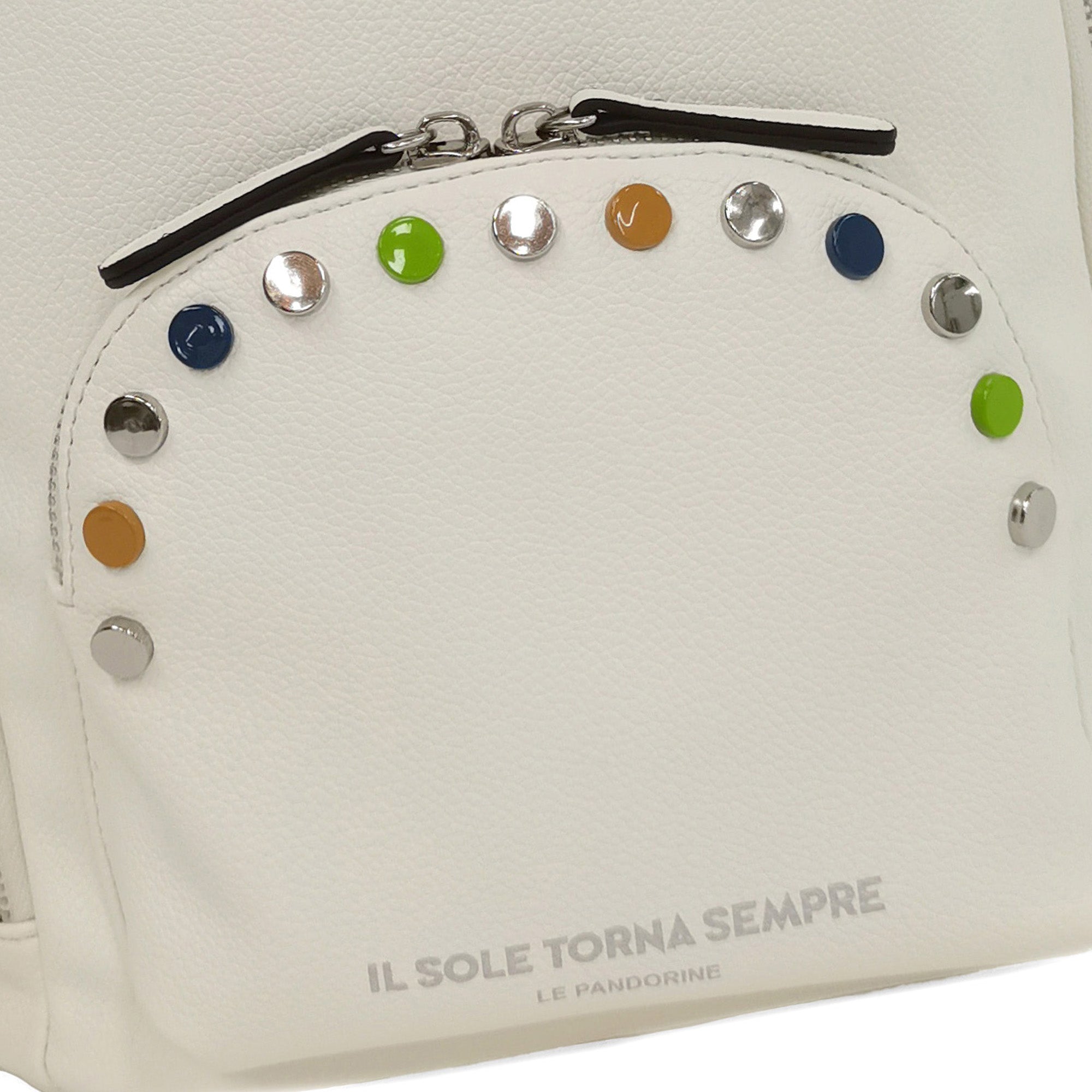 white Brenda Backpack With Studs Multicolor - Women's Backpack | Le Pandorine