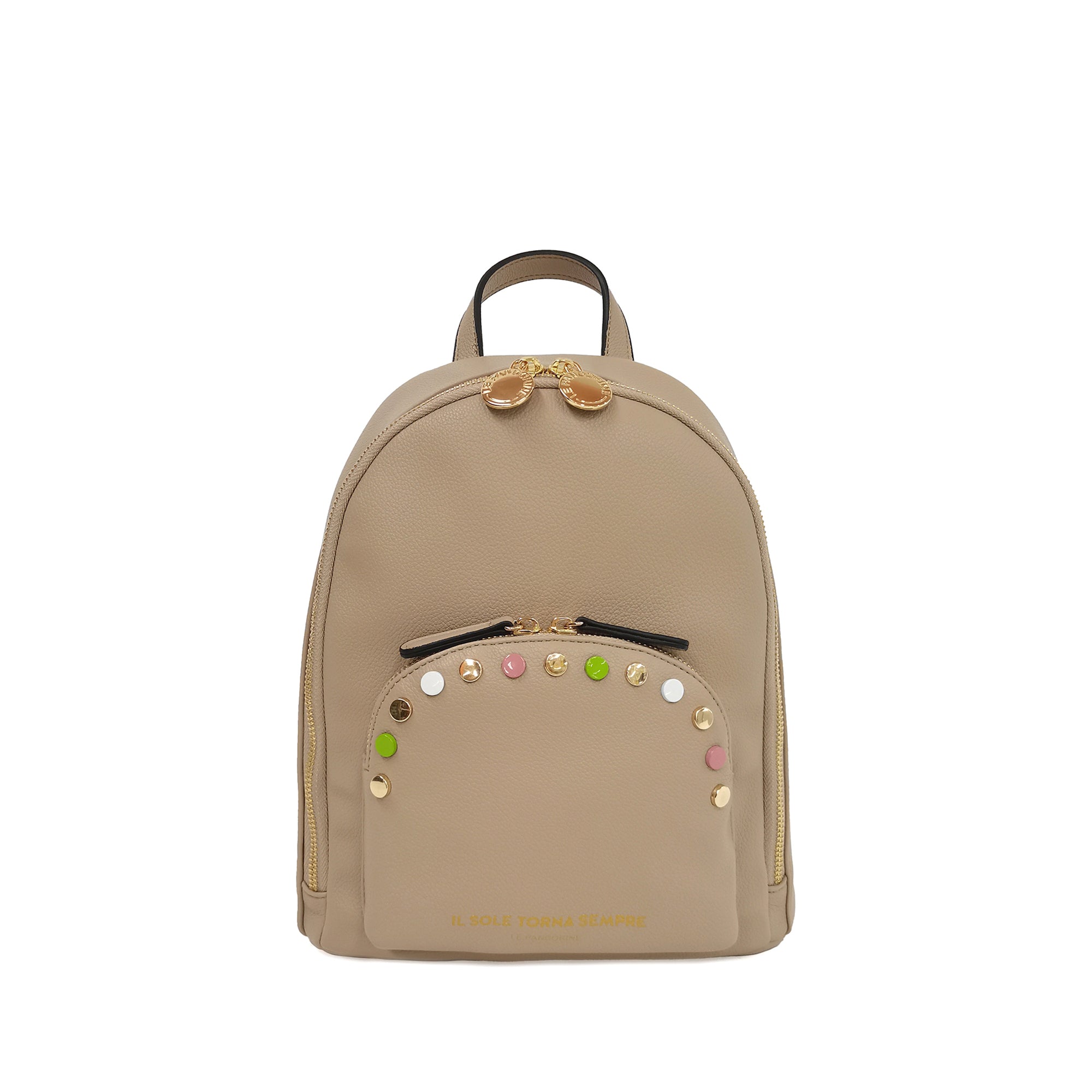 natural Brenda Backpack With Studs Multicolor - Women's Backpack | Le Pandorine