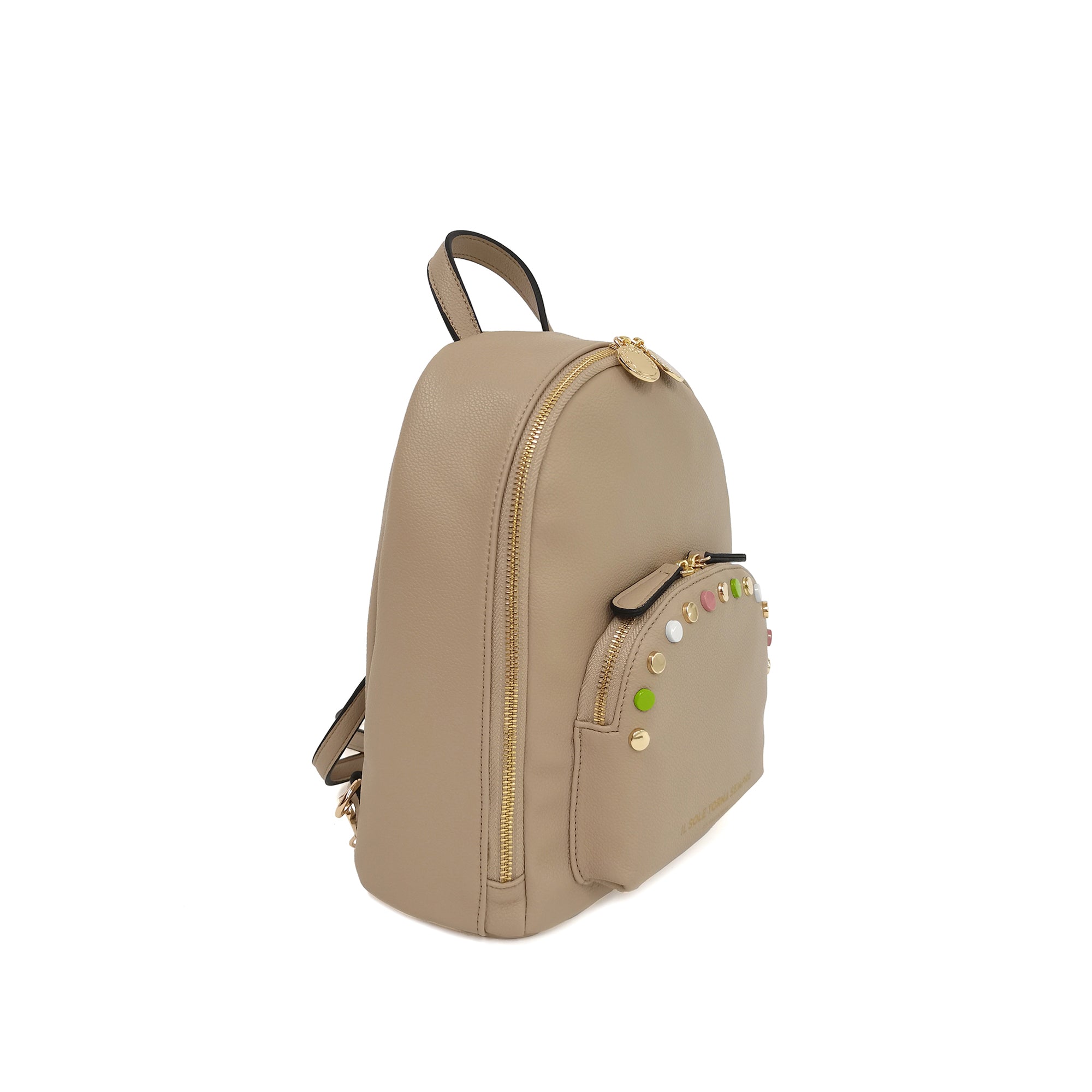 natural Brenda Backpack With Studs Multicolor - Women Bags | Le Pandorine