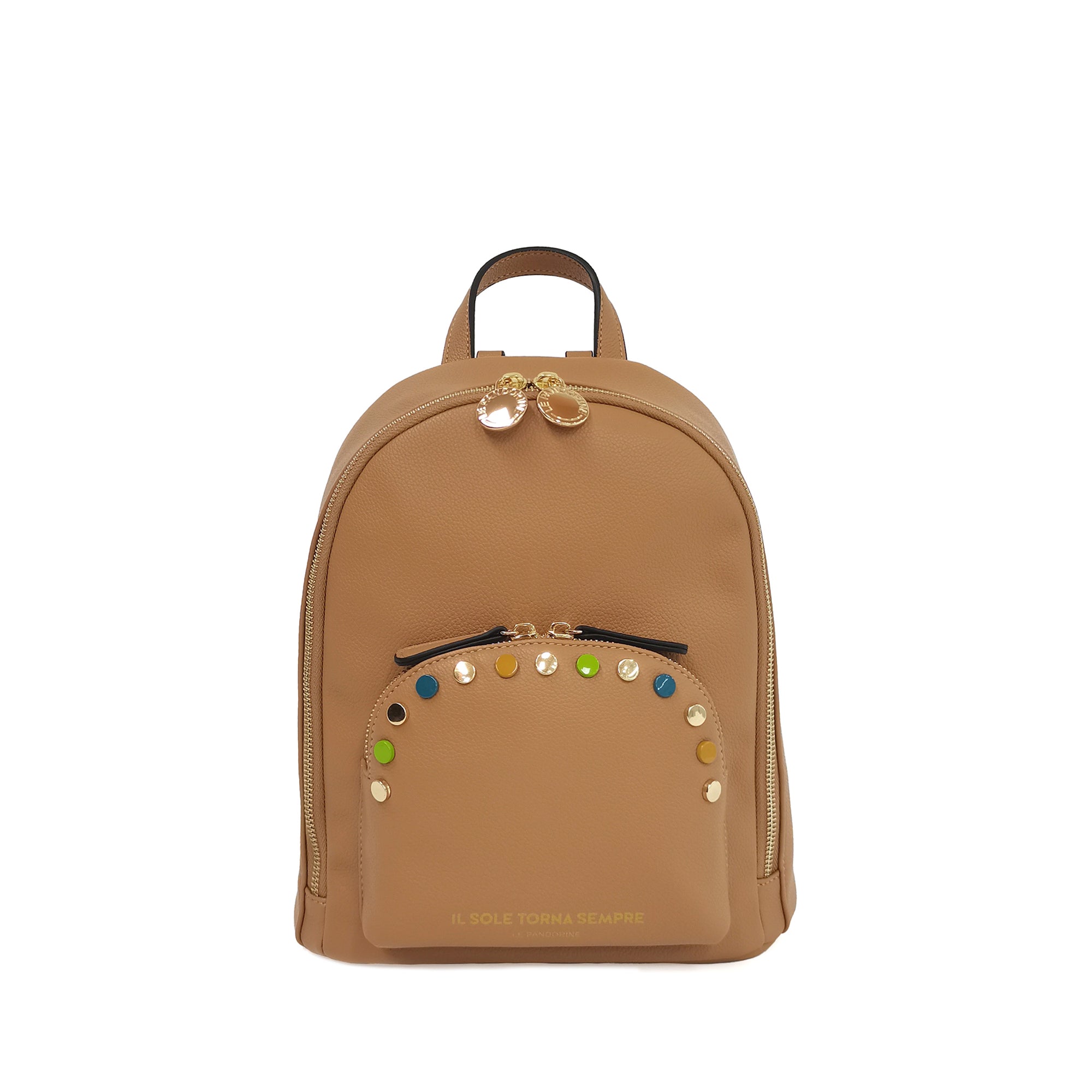 tobacco Brenda Backpack With Studs Multicolor - BROWN | Le Pandorine