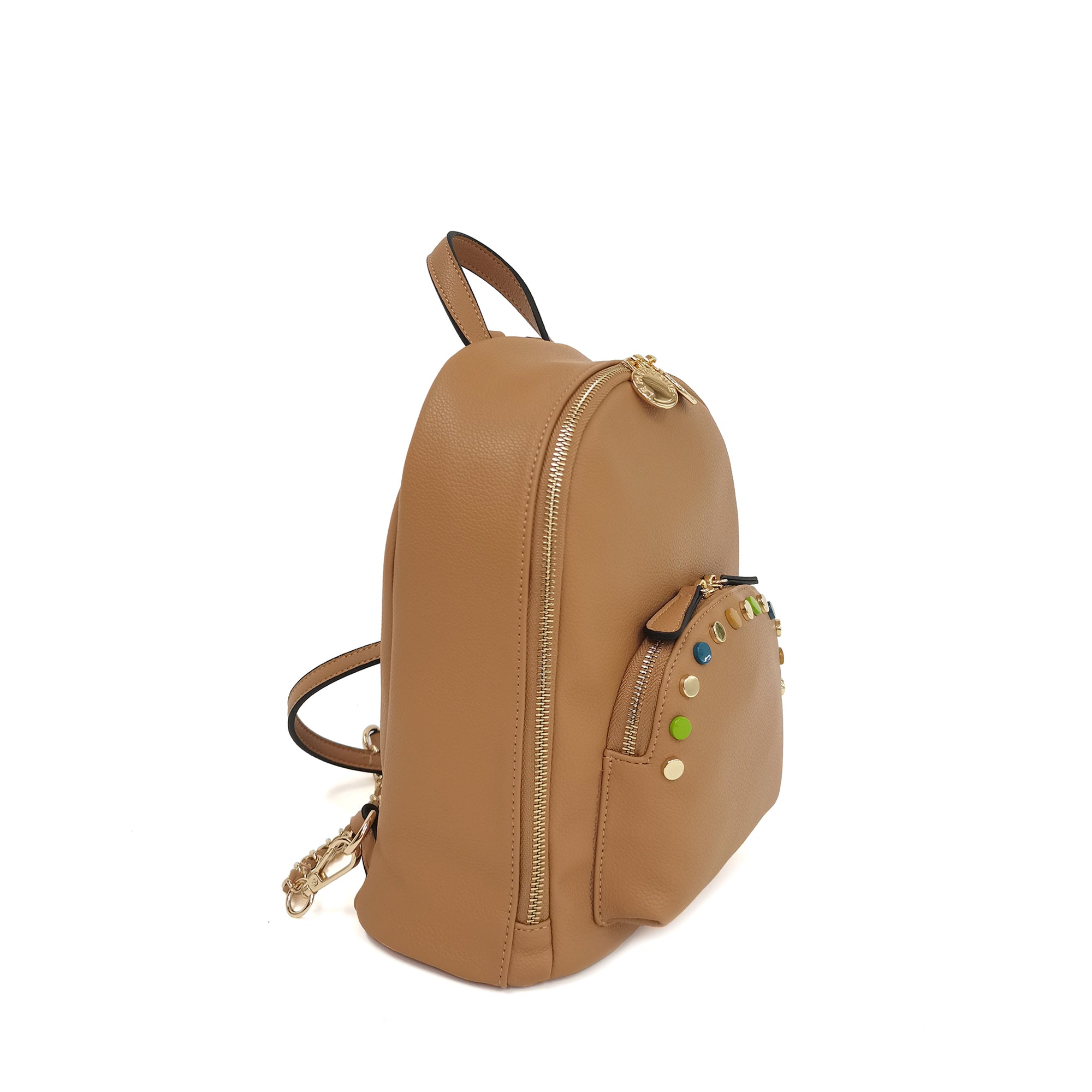 tobacco Brenda Backpack With Studs Multicolor - Women's Backpack | Le Pandorine