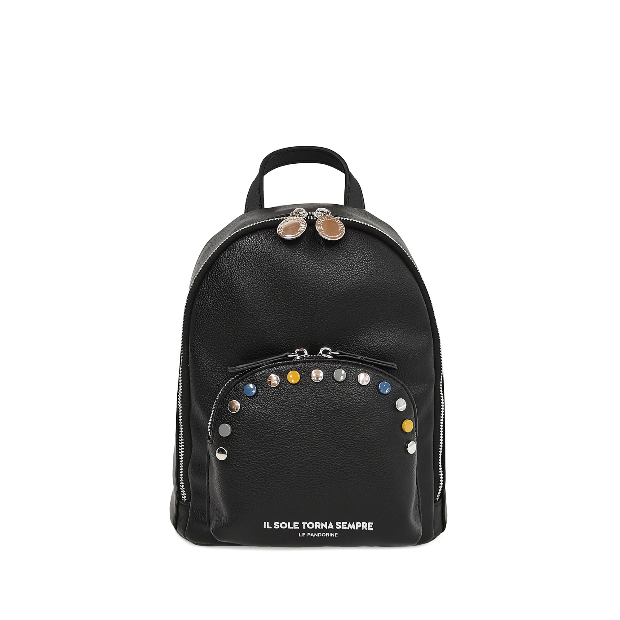 black Brenda Backpack With Studs Multicolor - Women's Backpack | Le Pandorine