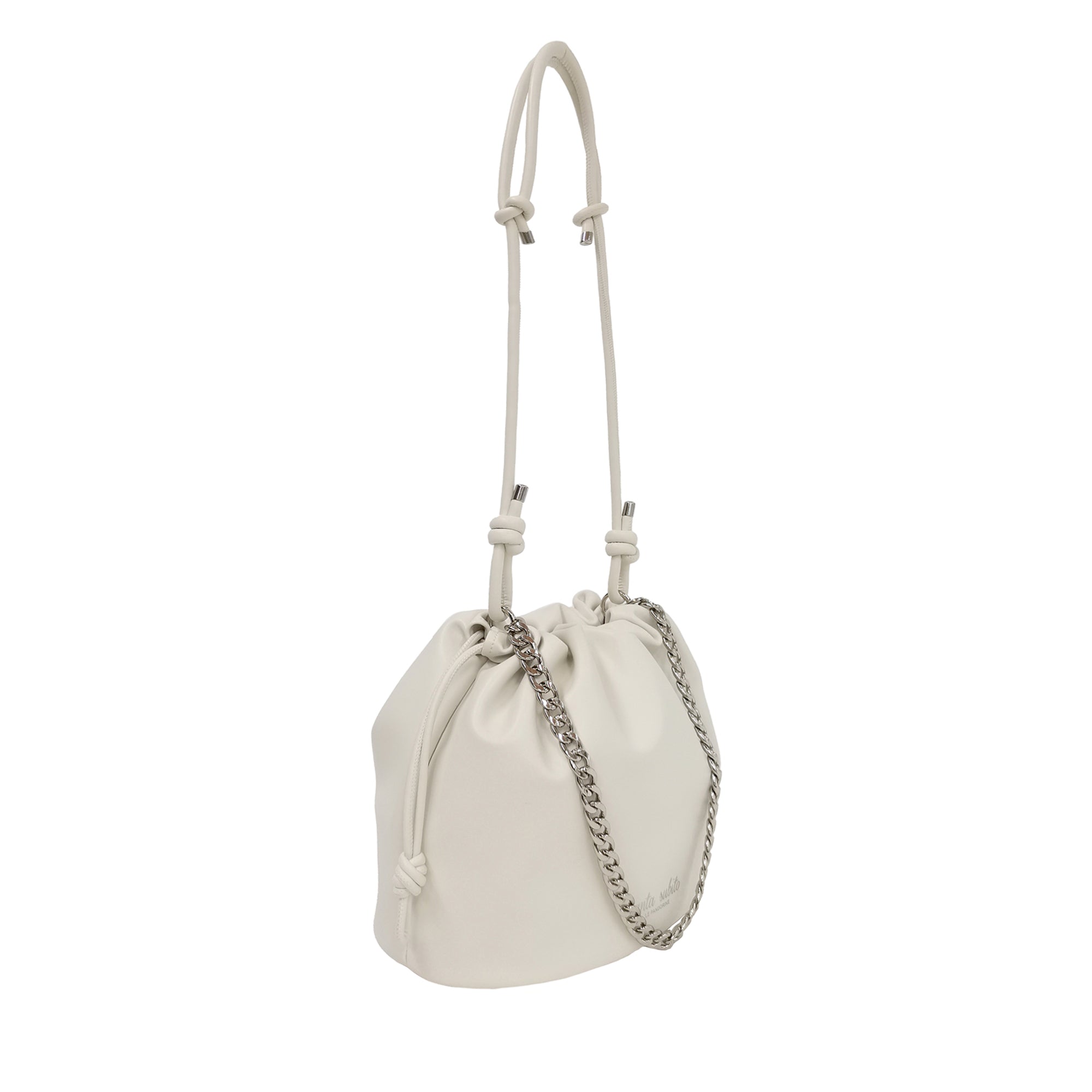 white Pam Hobo Bag With Shoulder Strap In Chain - Shoulder Bags | Le Pandorine