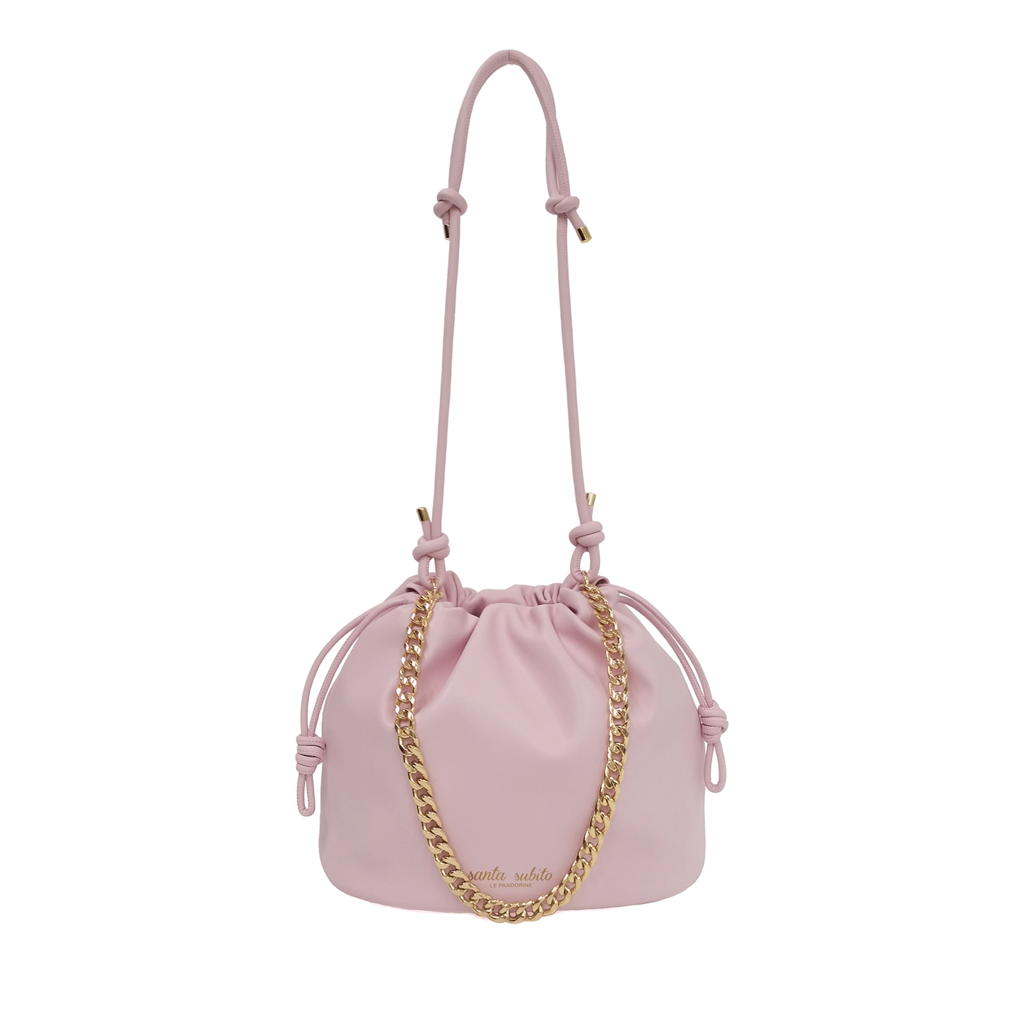 pink Pam Hobo Bag With Shoulder Strap In Chain - PINK | Le Pandorine