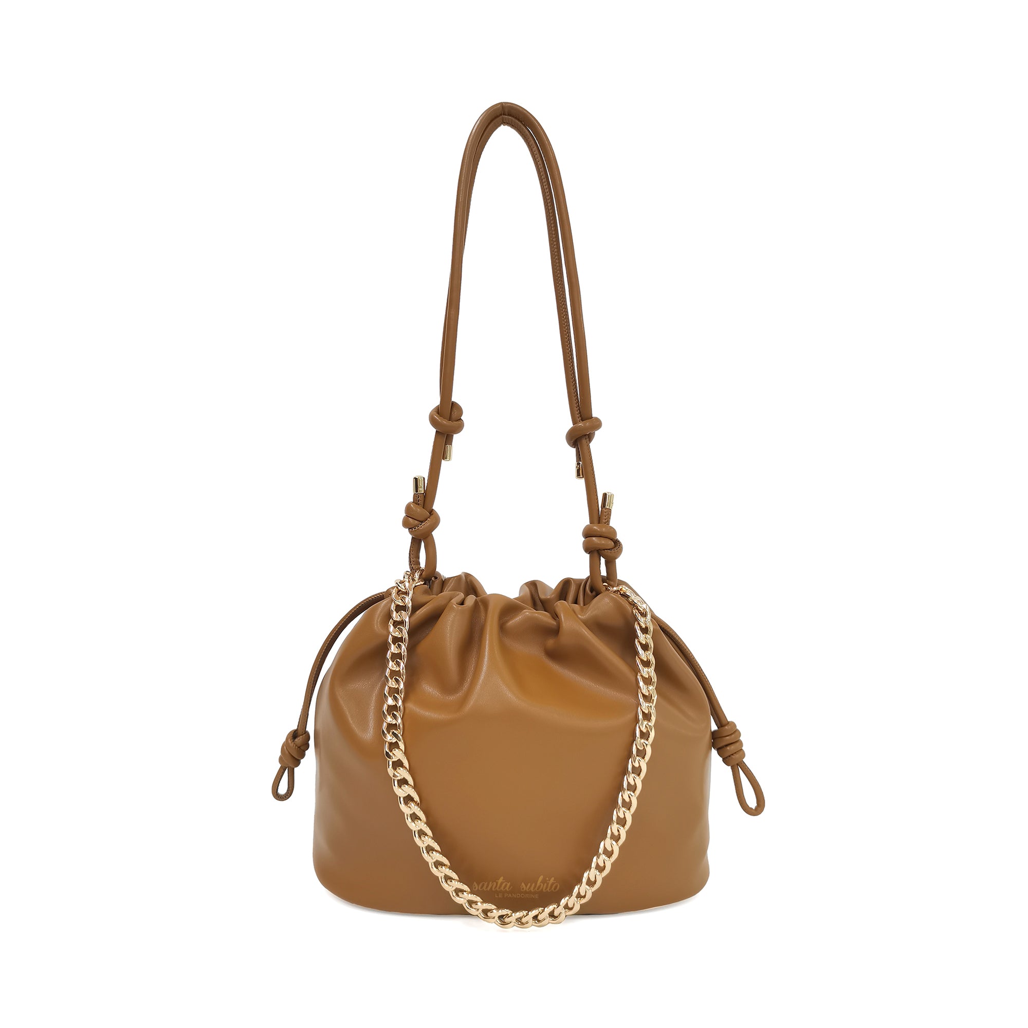 tobacco Pam Hobo Bag With Shoulder Strap In Chain - Shoulder Bags | Le Pandorine