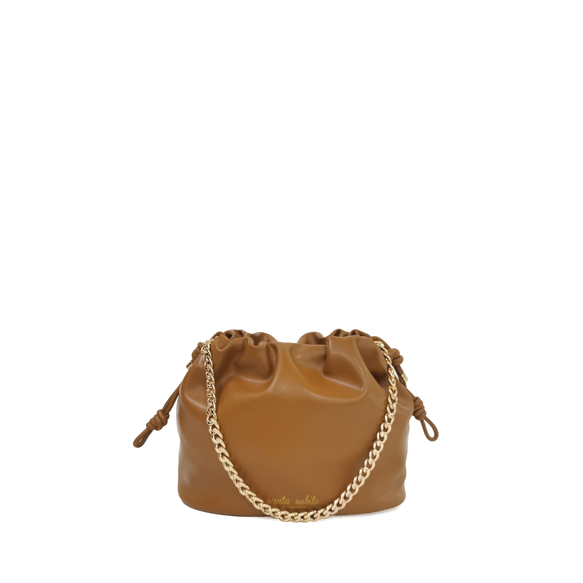 tobacco Pam Hobo Bag With Shoulder Strap In Chain - Shoulder Bags | Le Pandorine