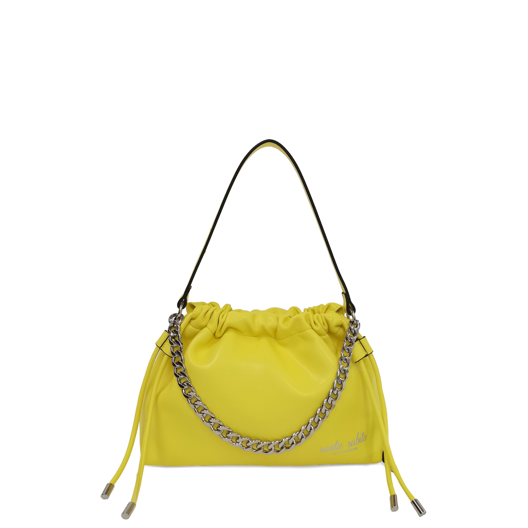 yellow Pam Hobo Bag Mini With Shoulder Strap In Chain - Women Bags | Le Pandorine