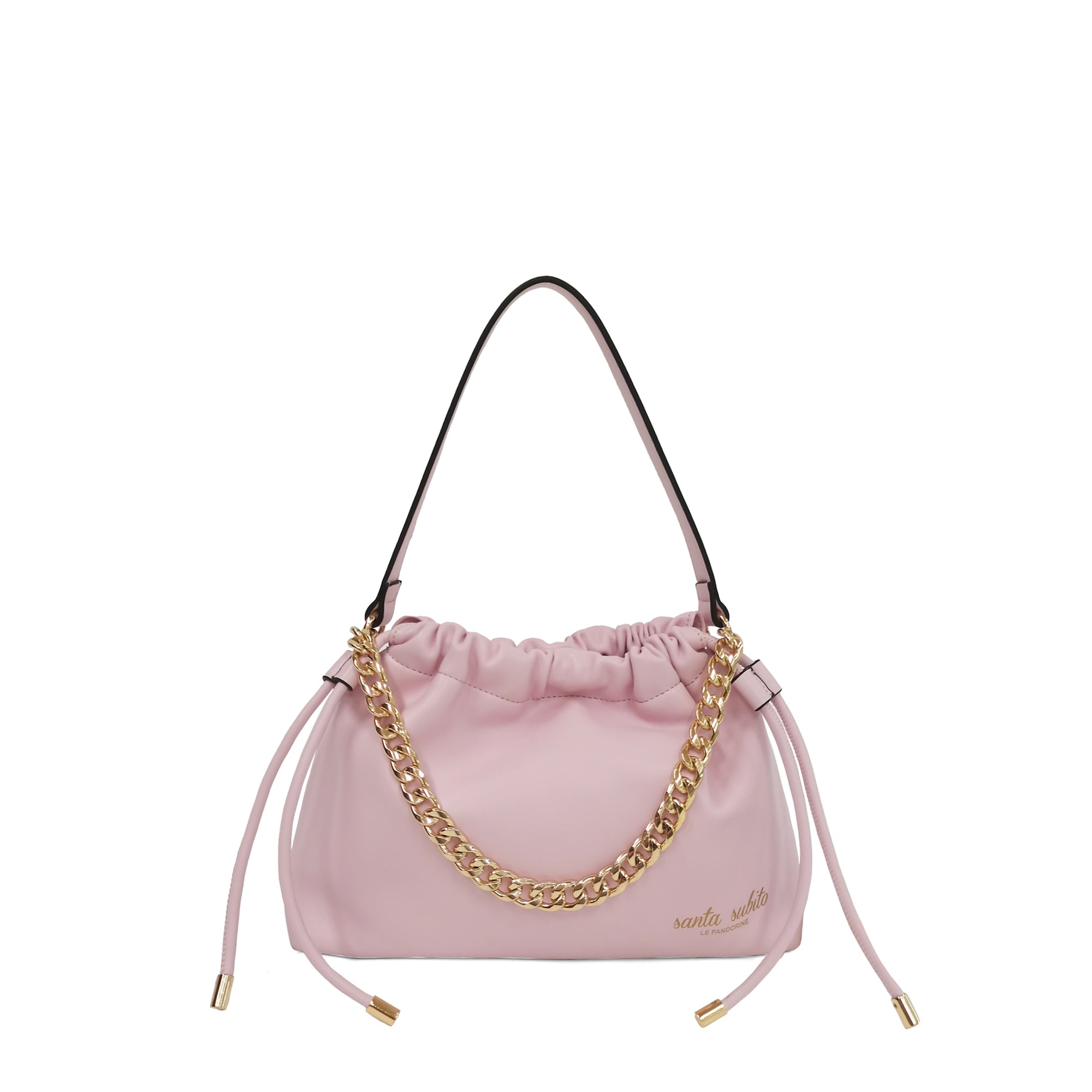 pink Pam Hobo Bag Mini With Shoulder Strap In Chain - Shoulder Bags | Le Pandorine