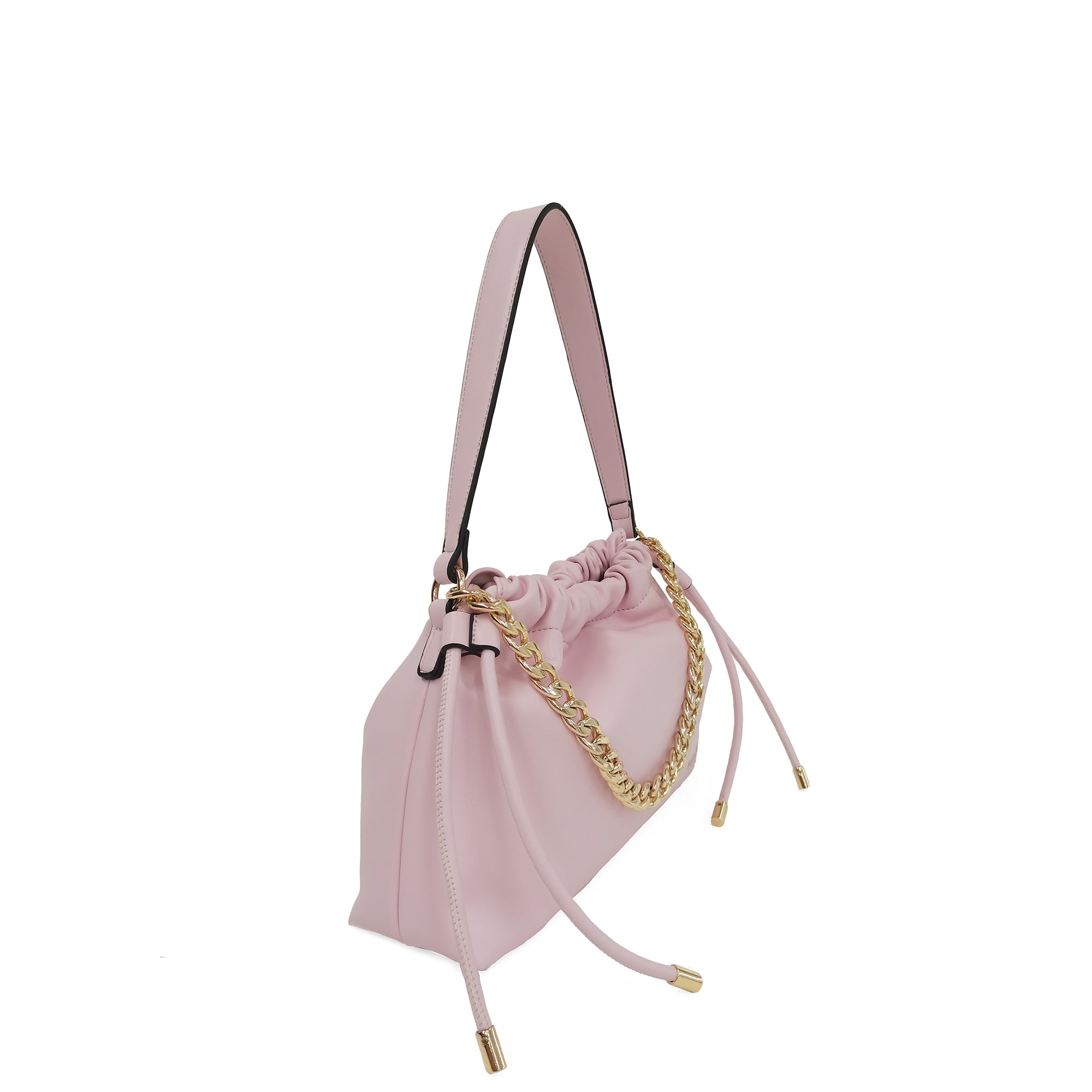 pink Pam Hobo Bag Mini With Shoulder Strap In Chain - Shoulder Bags | Le Pandorine