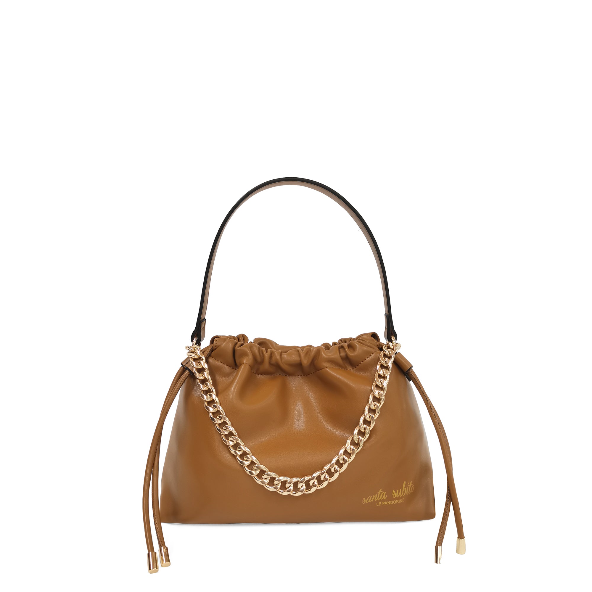 tobacco Pam Hobo Bag Mini With Shoulder Strap In Chain - Women Bags | Le Pandorine