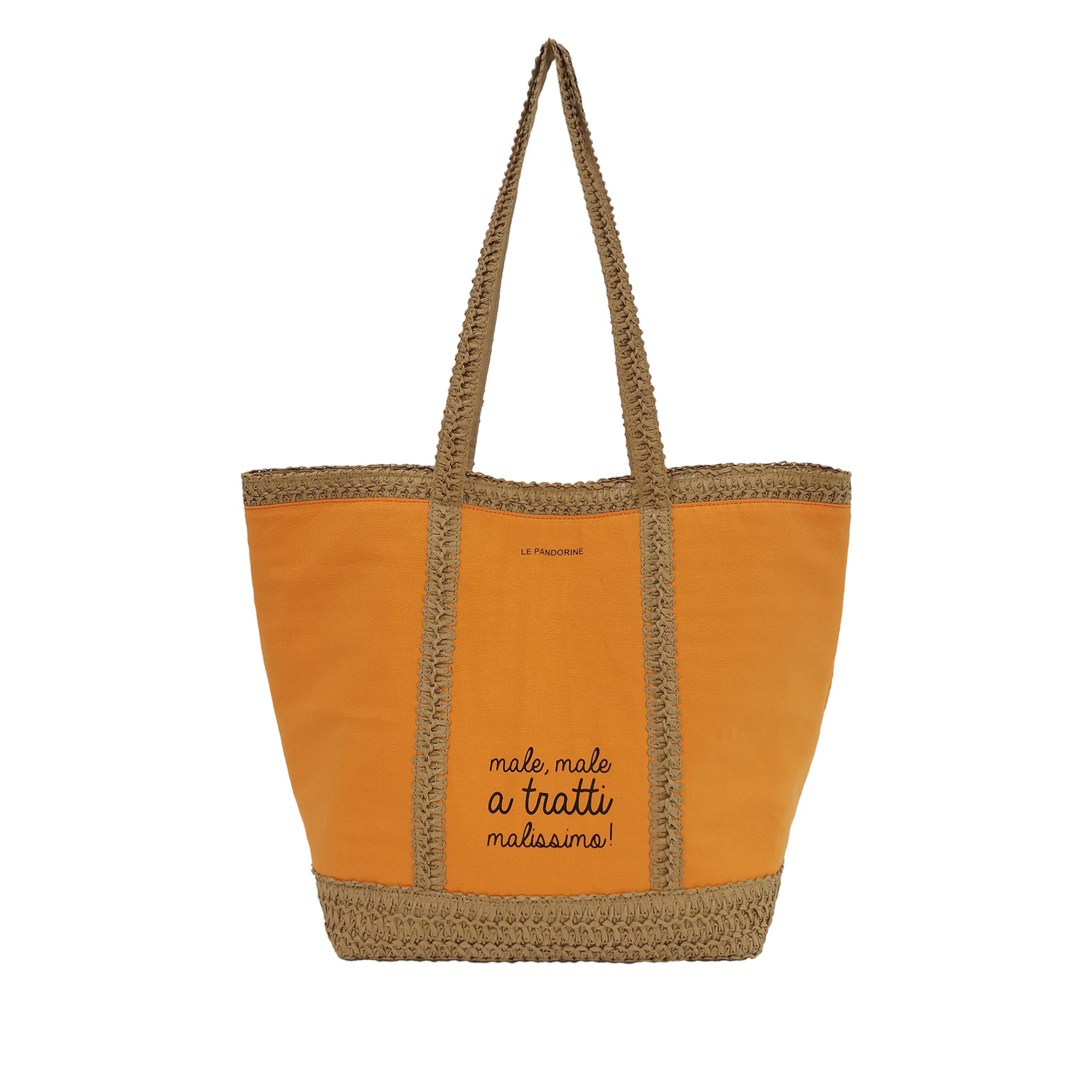 orange Santa Fé Beach Bag In Canvas And Strawpaper - All | Le Pandorine