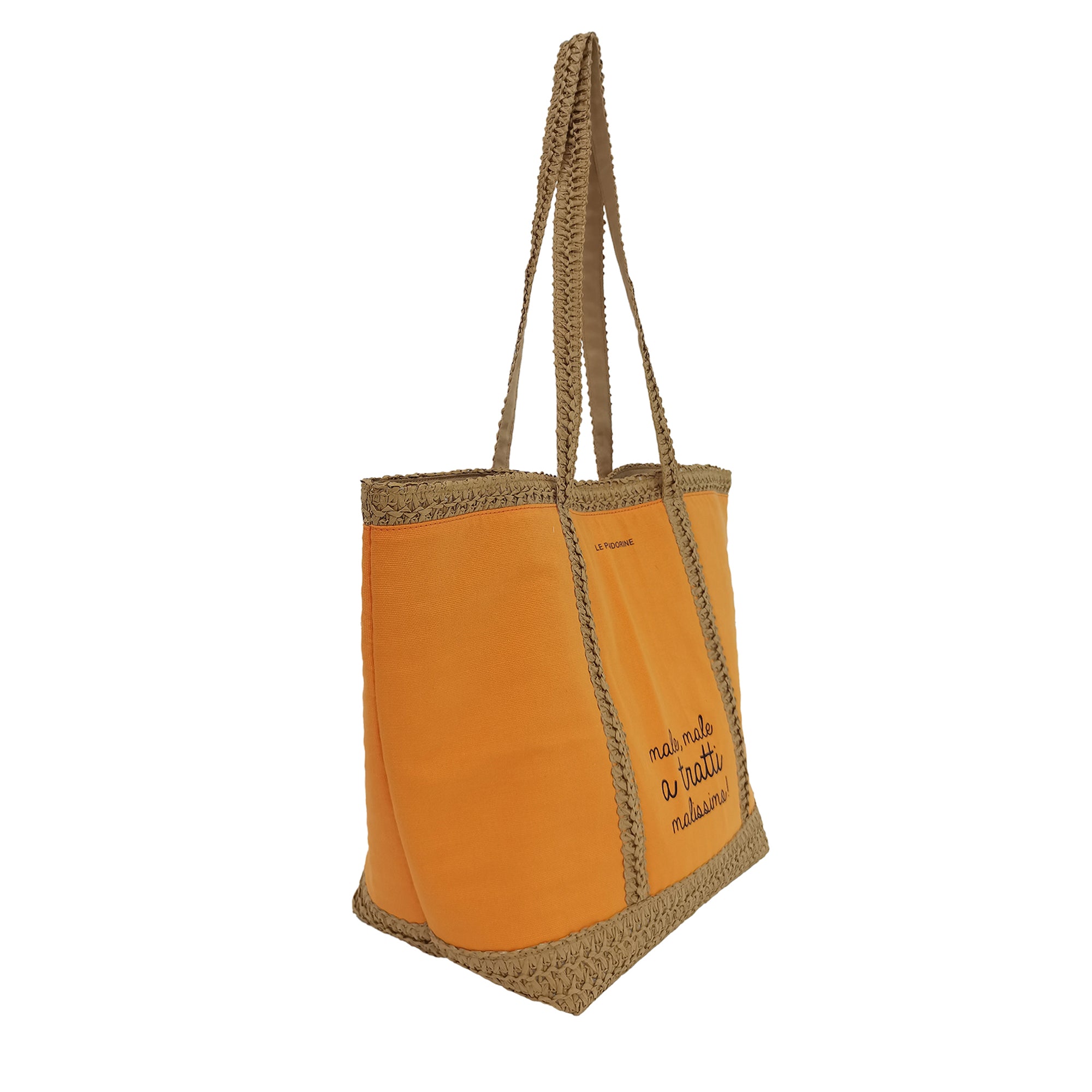 Borsa Mare Santa Fé In Canvas e Strawpaper colore arancione - Borse Shopper | Le Pandorine