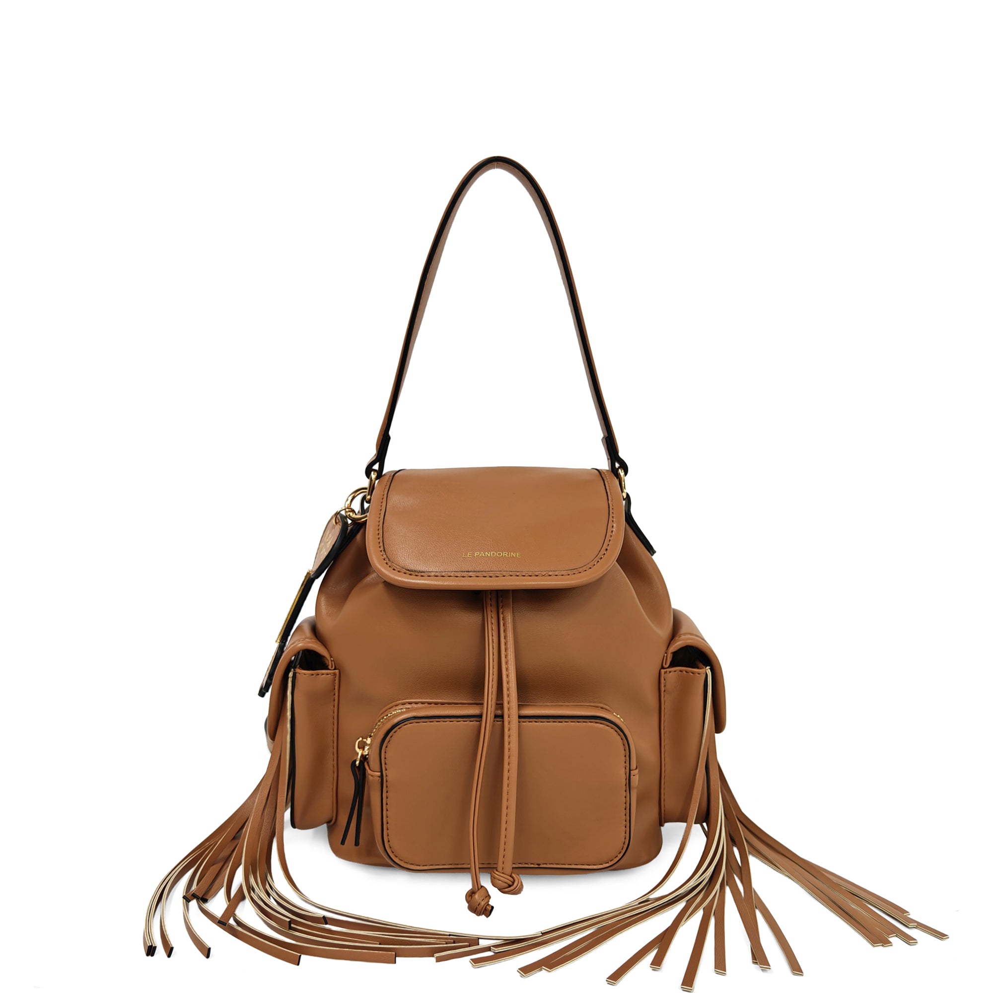 Zaino Fringe con tasche e frange laterali colore naturale | Le Pandorine