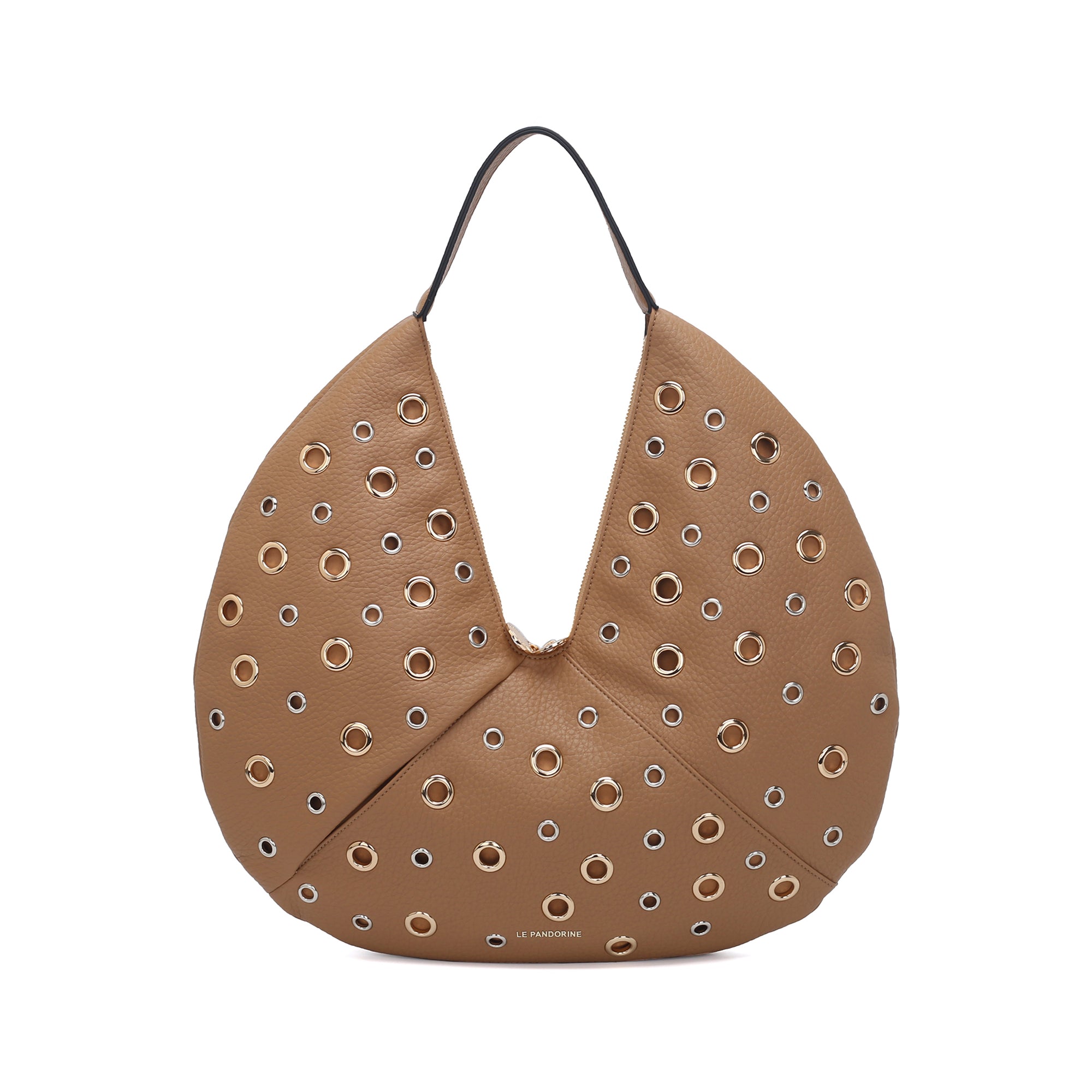Grace shoulder bag with studs natural color - Shoulder Bags | Le Pandorine