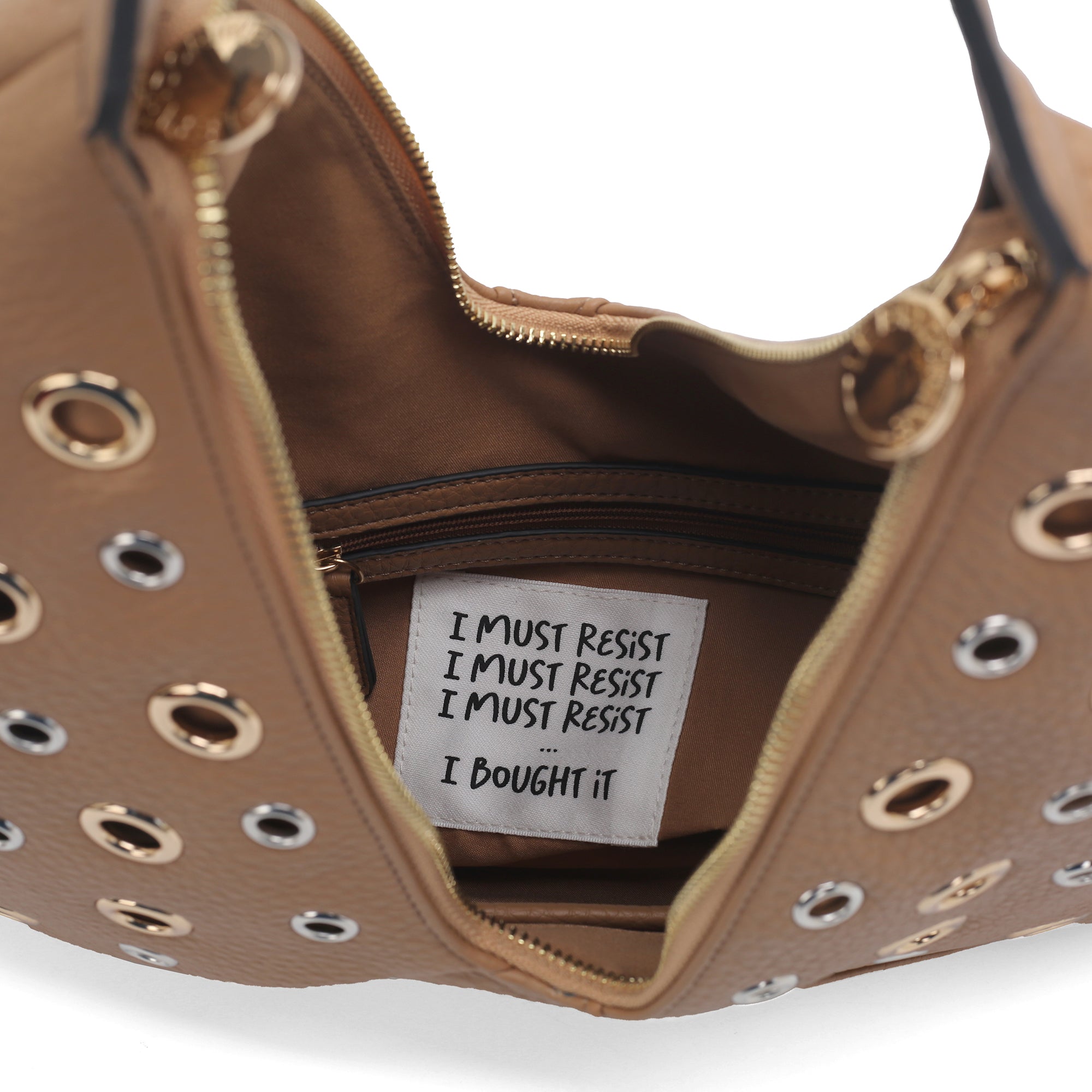 Grace shoulder bag with studs natural color - Shoulder Bags | Le Pandorine