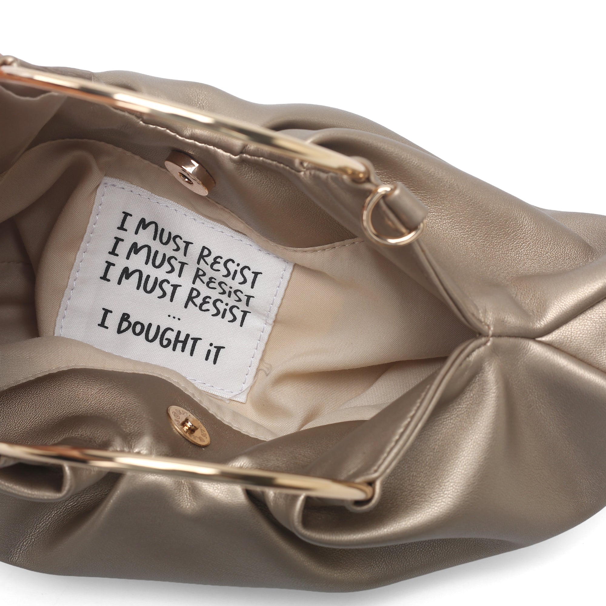 Serena handbag with gold-colored hoop handle - Women's Pochette | Le Pandorine