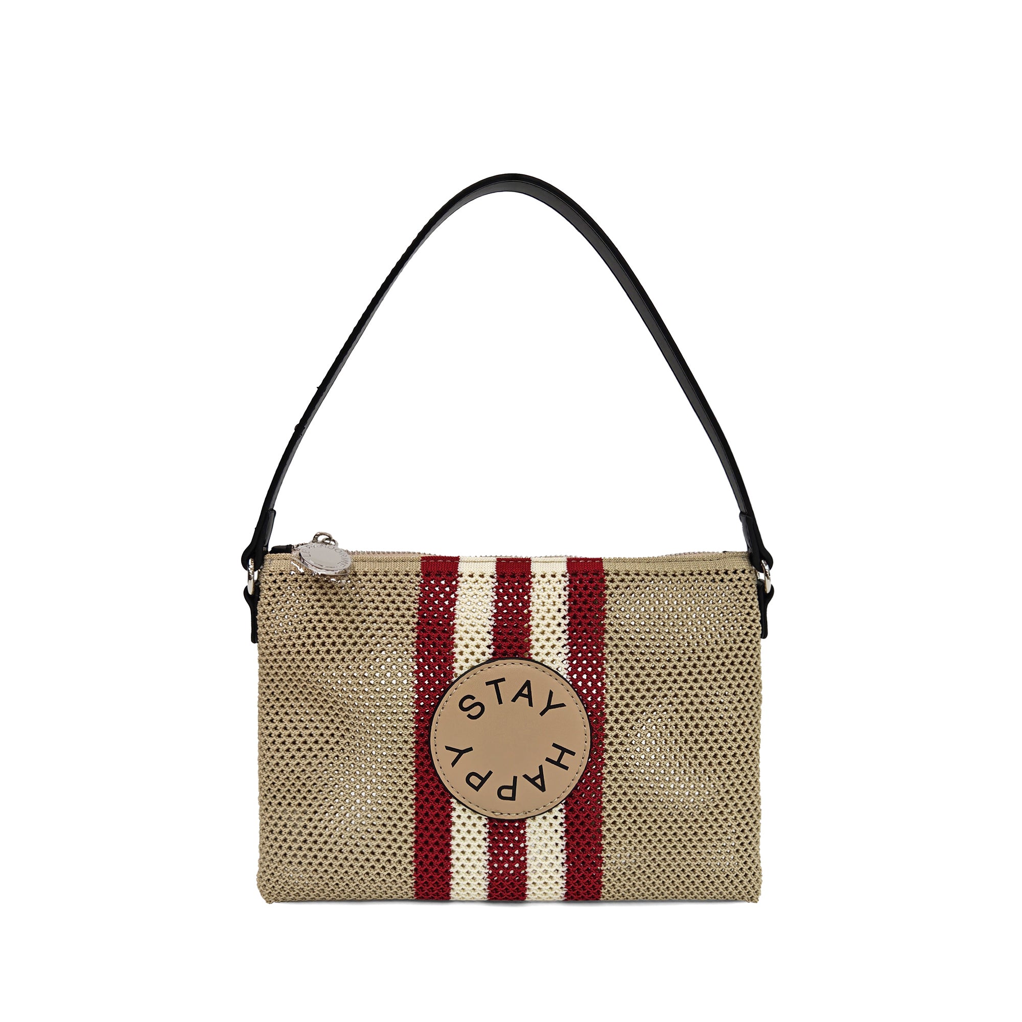 Milena mesh clutch bag with shoulder handle beige color - Women's Pochette | Le Pandorine