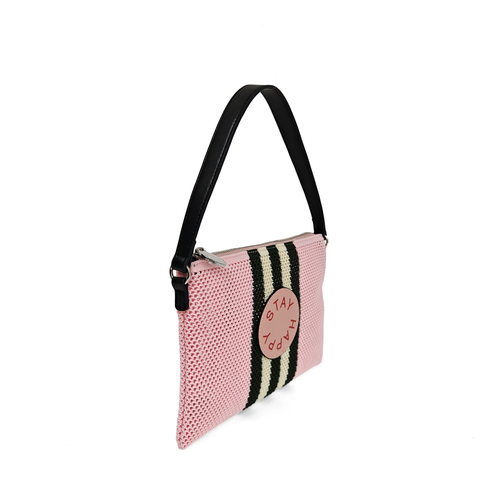 Milena mesh clutch bag with shoulder handle in pink color - Women's Pochette | Le Pandorine