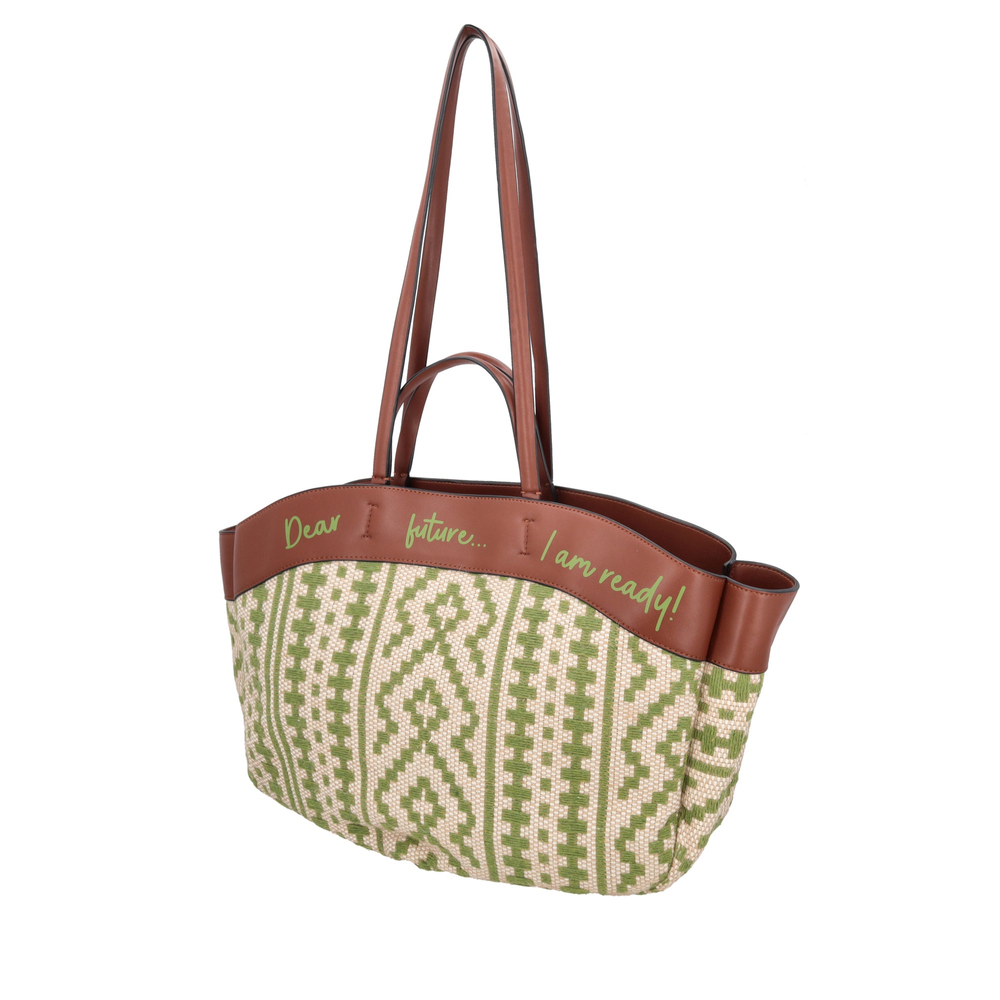Borsa Giulia a spalla in tessuto intrecciato colore verde - Summer Collection - Borse Estive | Le Pandorine