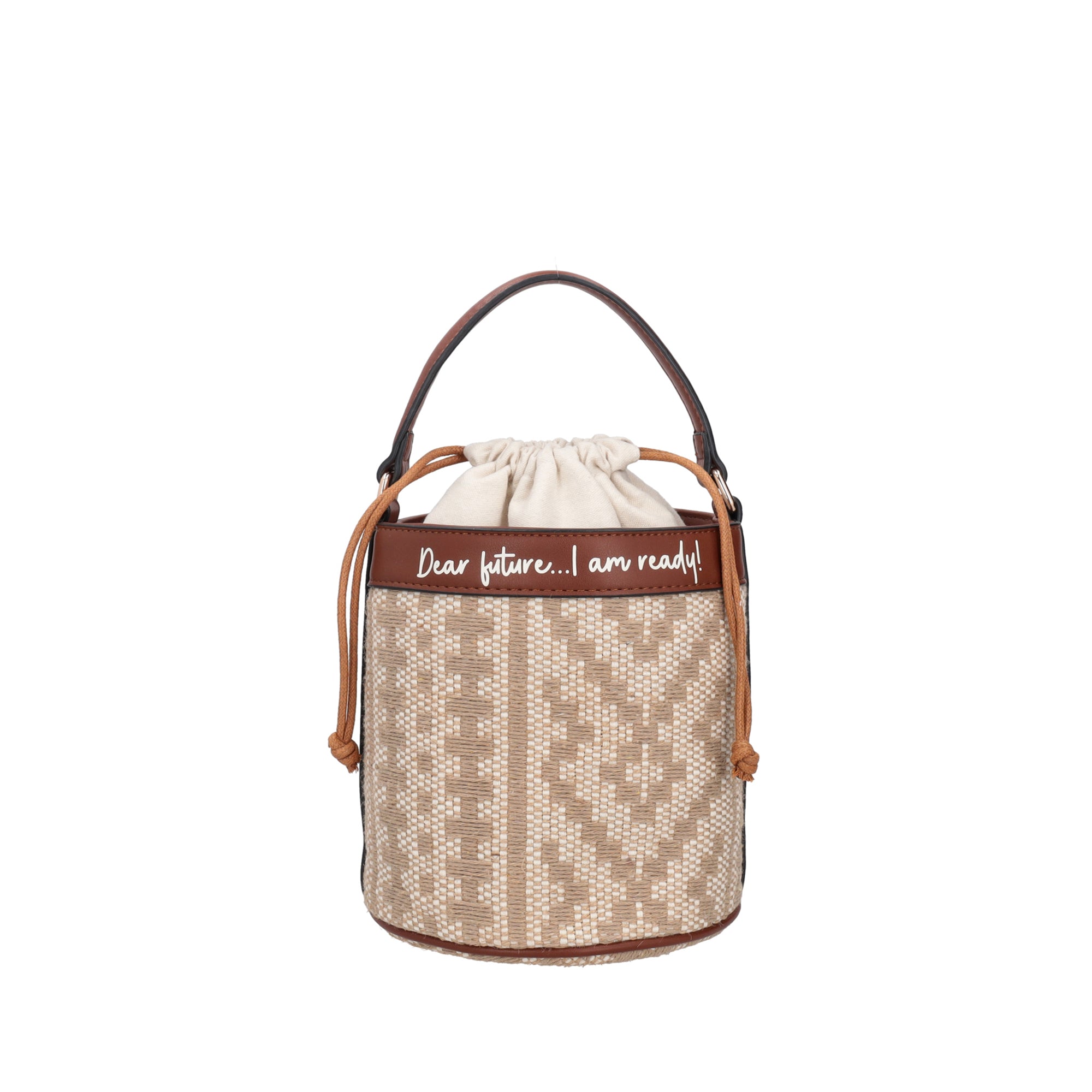 Giulia bucket bag with drawstring natural color - Secchielli | Le Pandorine