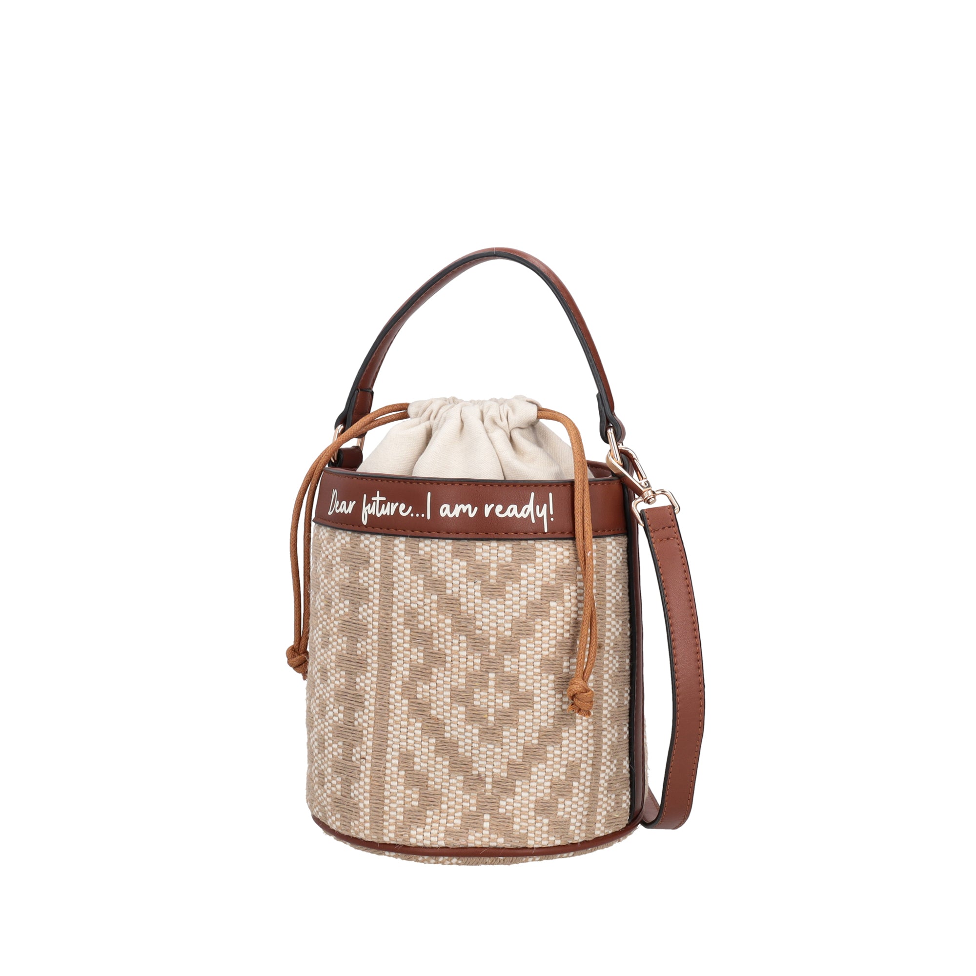 Giulia bucket bag with drawstring natural color - Secchielli | Le Pandorine