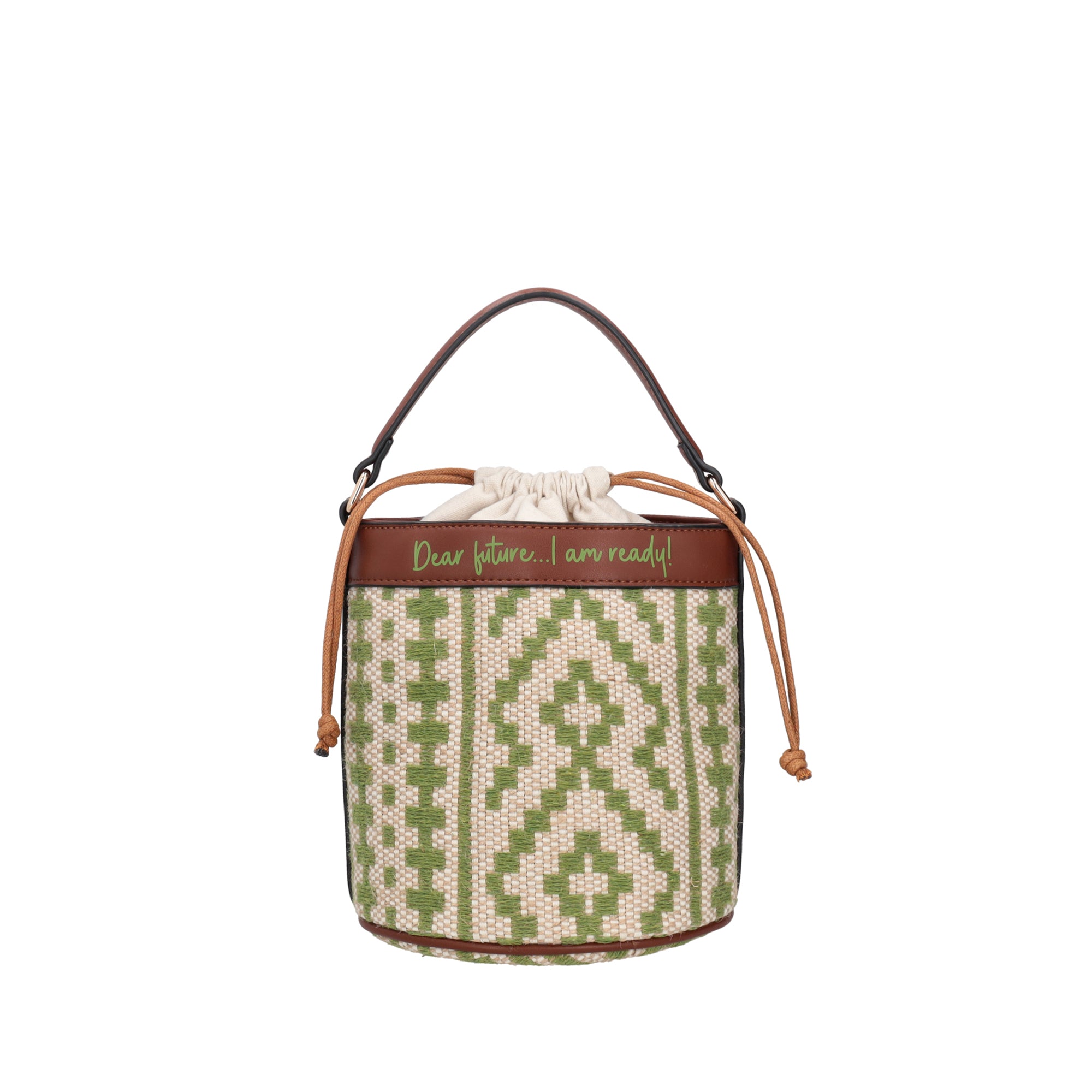 Giulia bucket bag with green drawstring - Secchielli | Le Pandorine