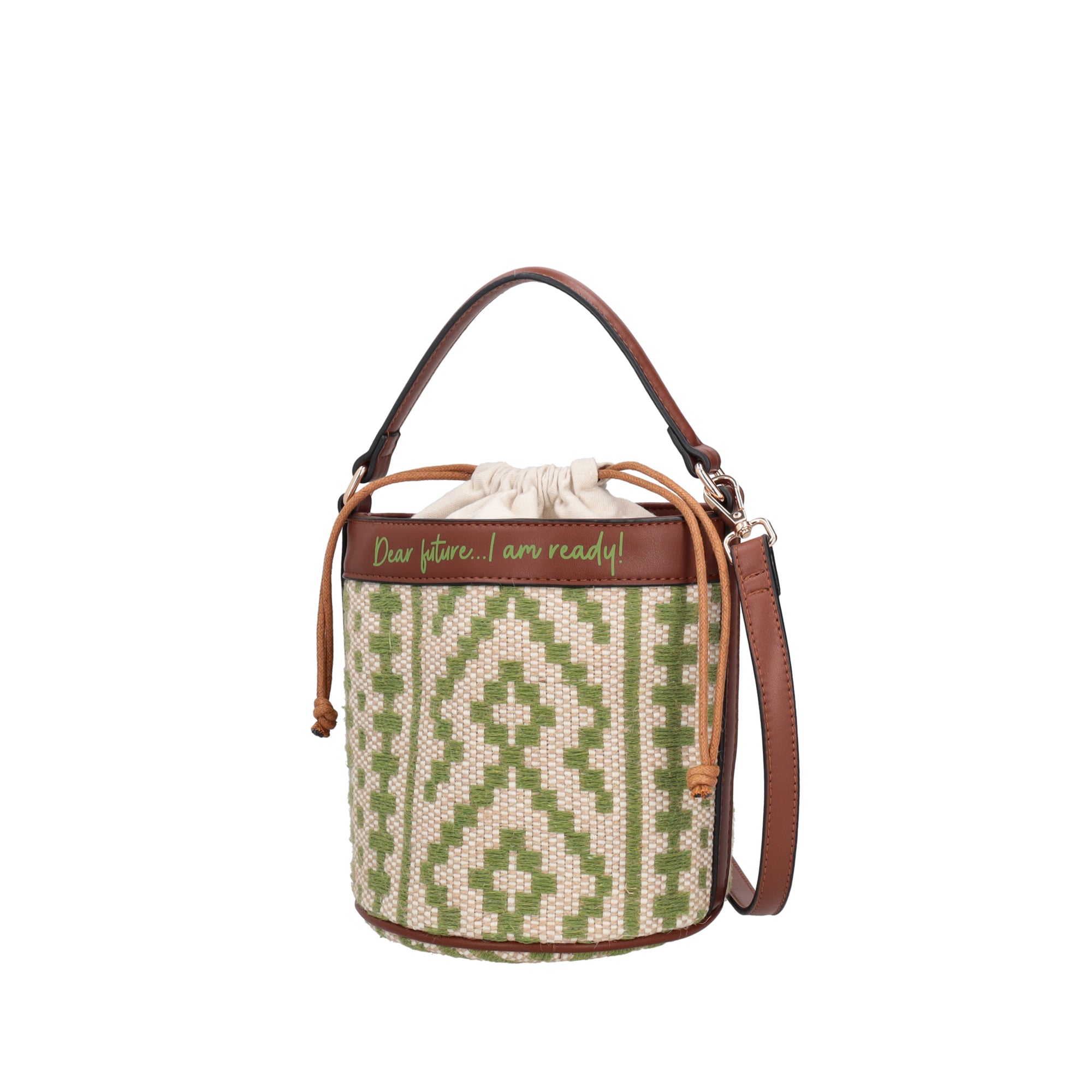 Giulia bucket bag with green drawstring - Secchielli | Le Pandorine