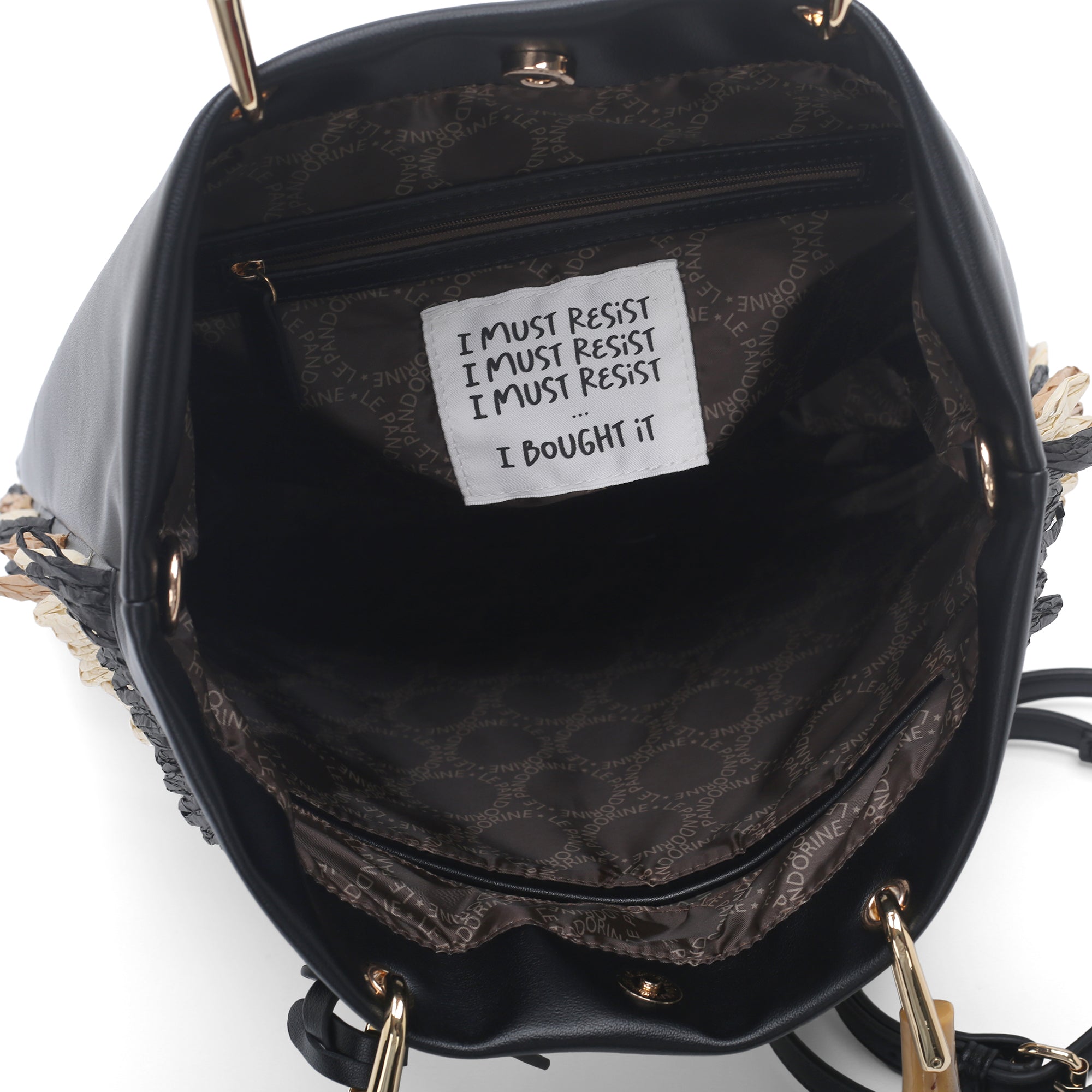 Borsa Marcy a mano con frange e manico in bambù colore nero - Summer Collection - Borse Estive | Le Pandorine