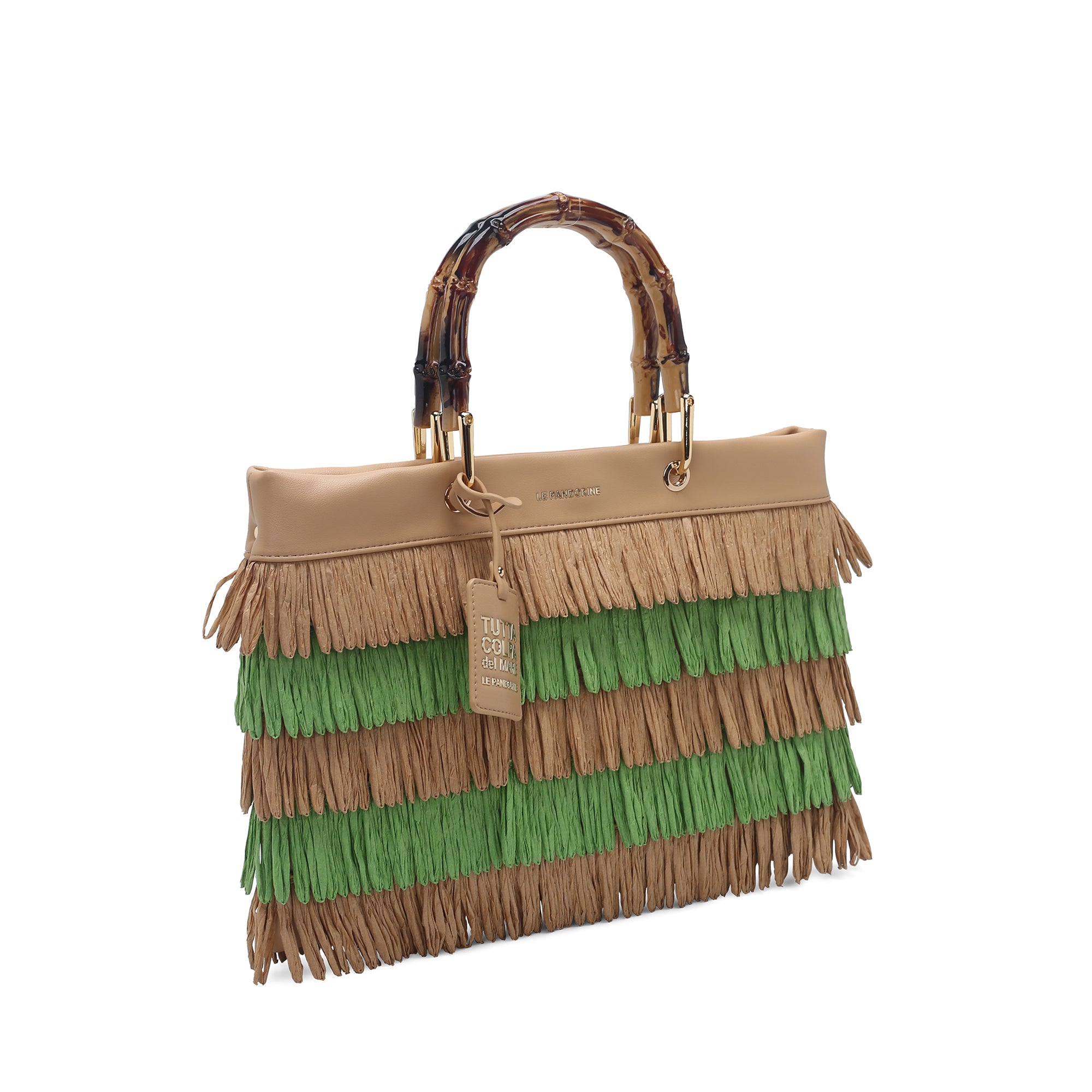 Borsa Marcy con frange multicolor colore giallo - Summer Collection - Borse Estive | Le Pandorine