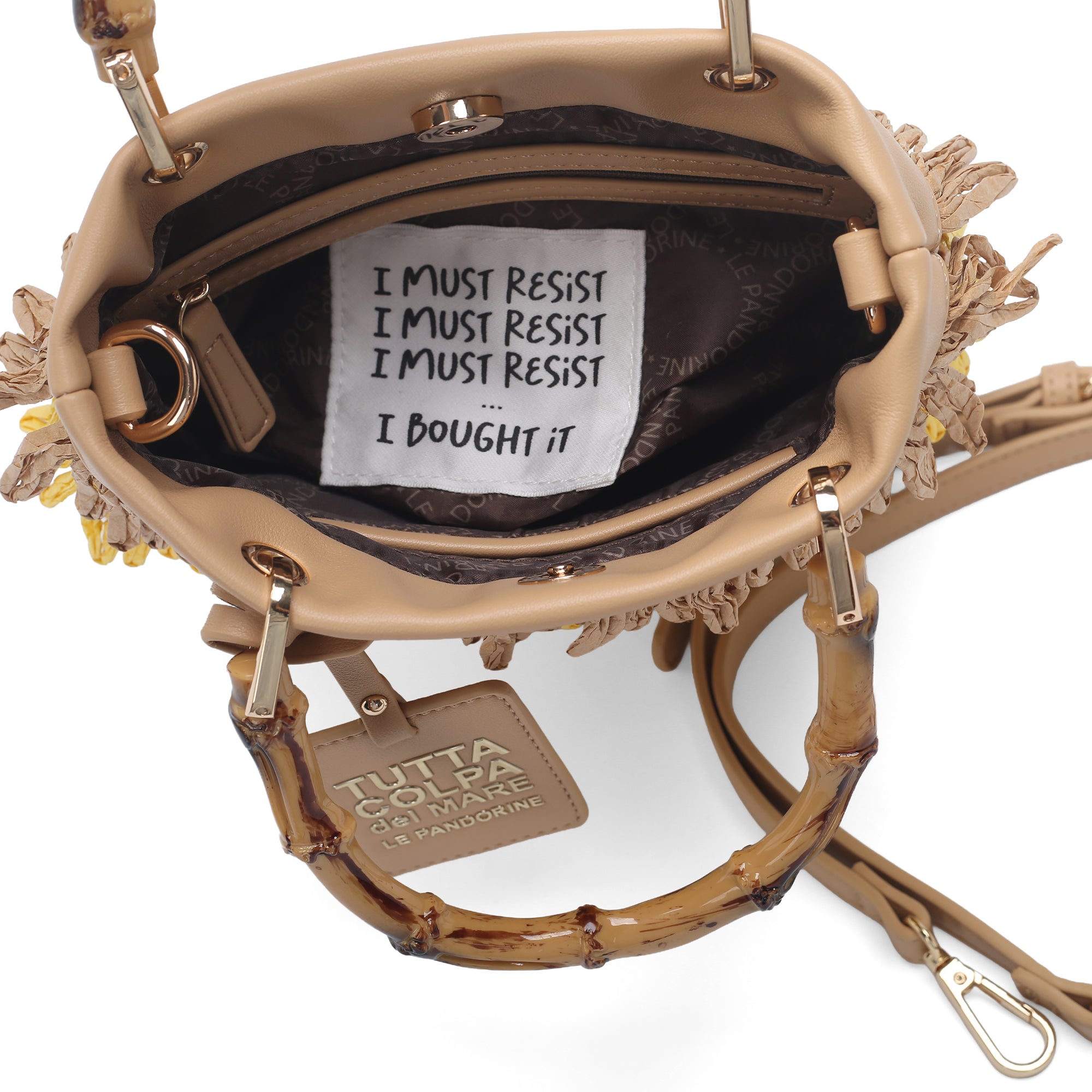 Borsa piccola Marcy con frange multicolor colore giallo - Summer Collection - Borse Estive | Le Pandorine