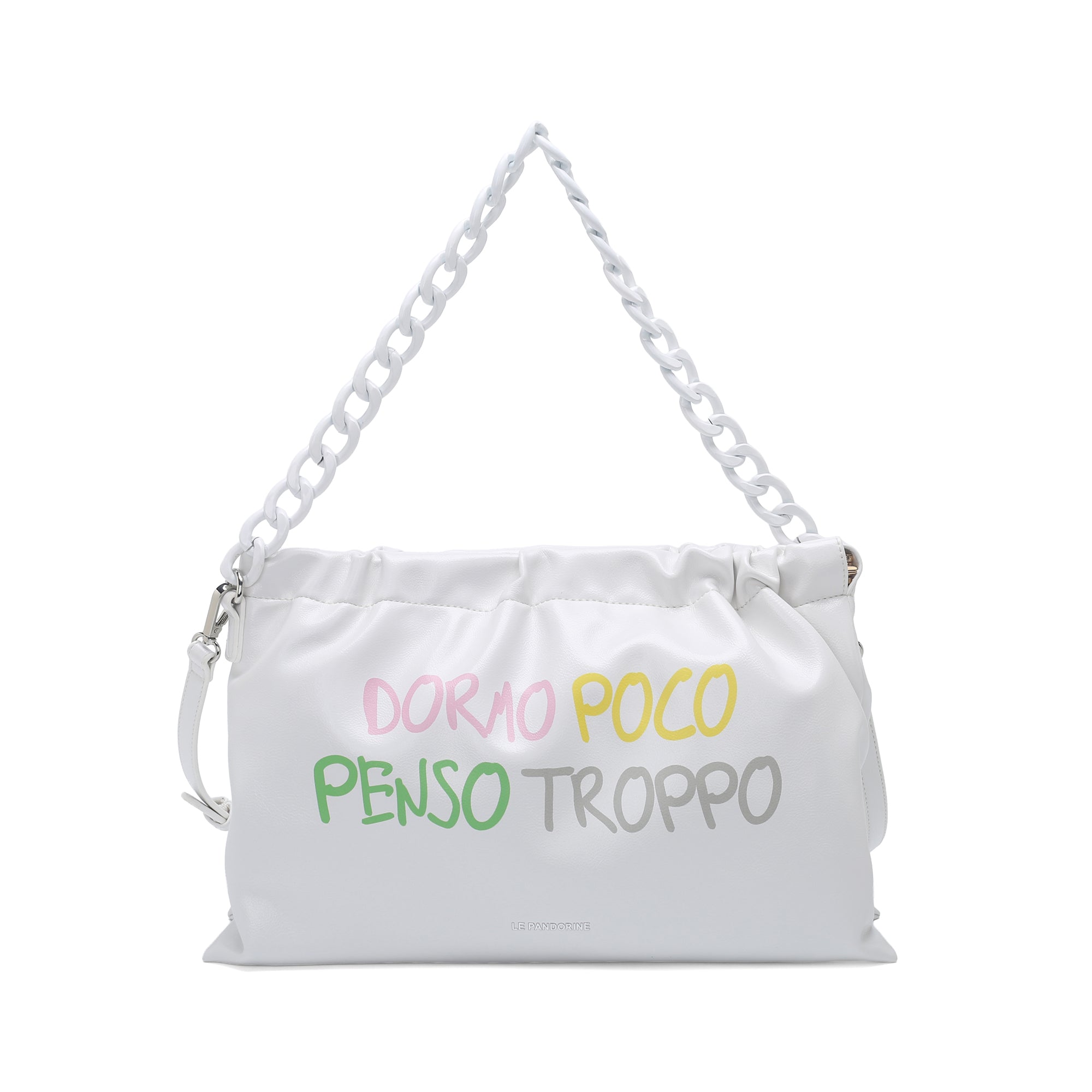 Happy Bag Clutch Bag with Chain Shoulder Strap white color - Women's Pochette | Le Pandorine