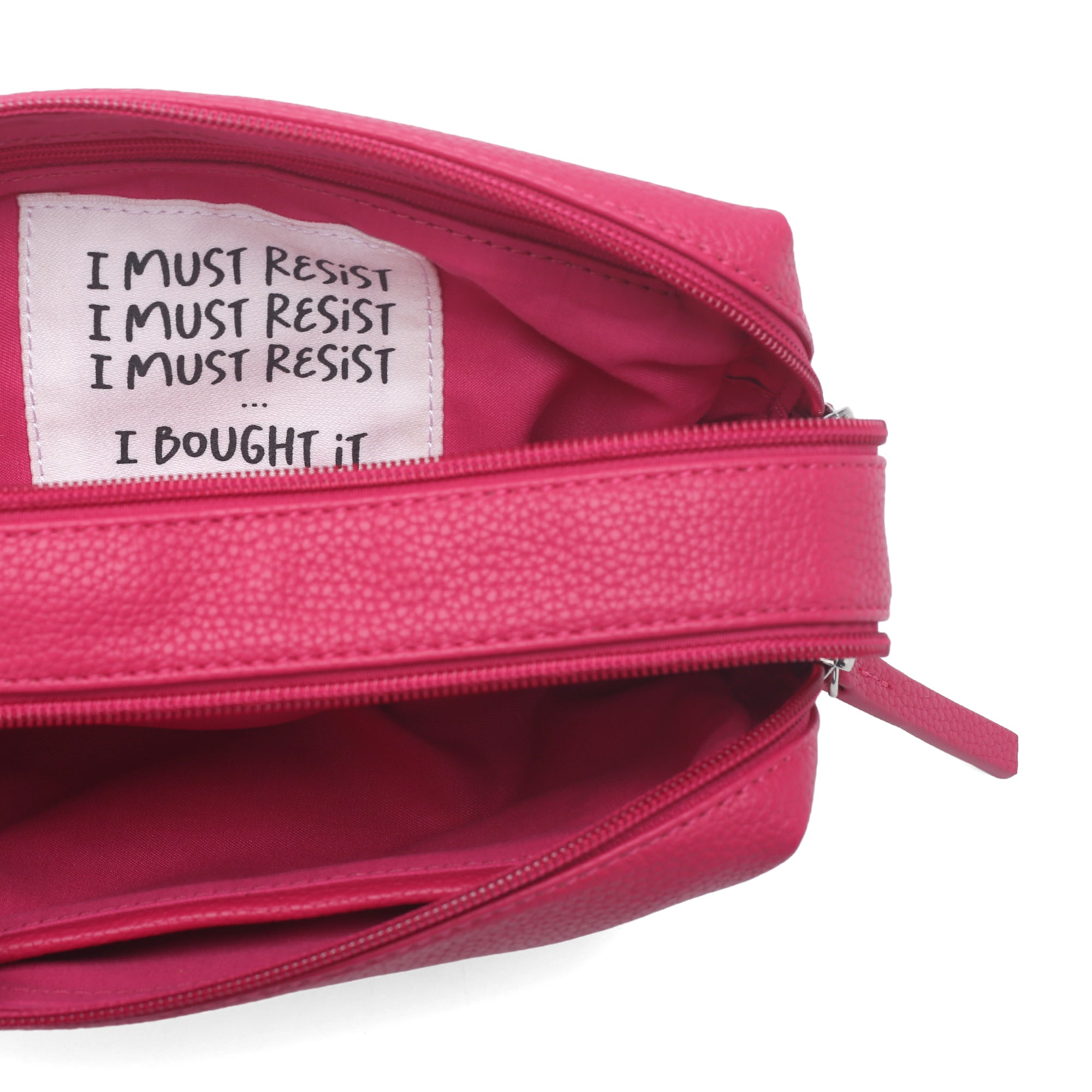 Pills Cosmetic Bag with fuchsia writing - Women's Pochette | Le Pandorine