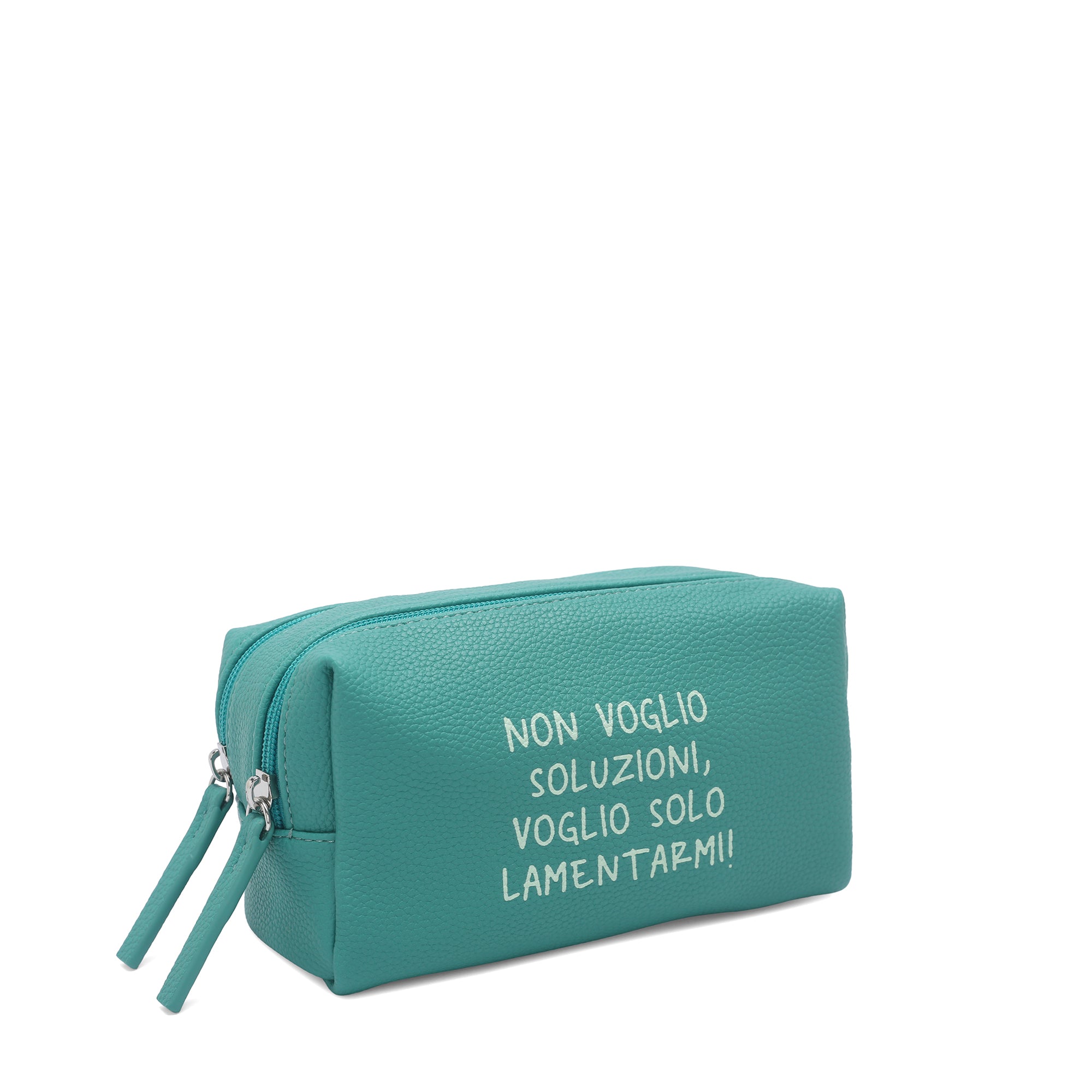 Pills Cosmetic Bag with teal writing - Women's Pochette | Le Pandorine