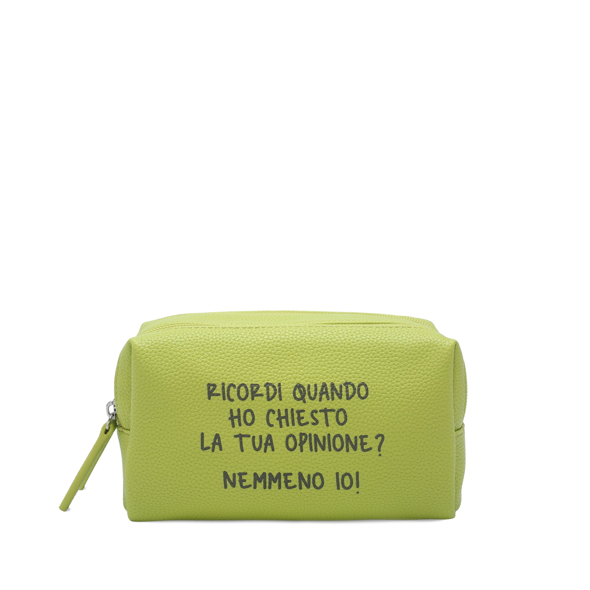 Pills Cosmetic Bag with lime color writing - Women's Pochette | Le Pandorine