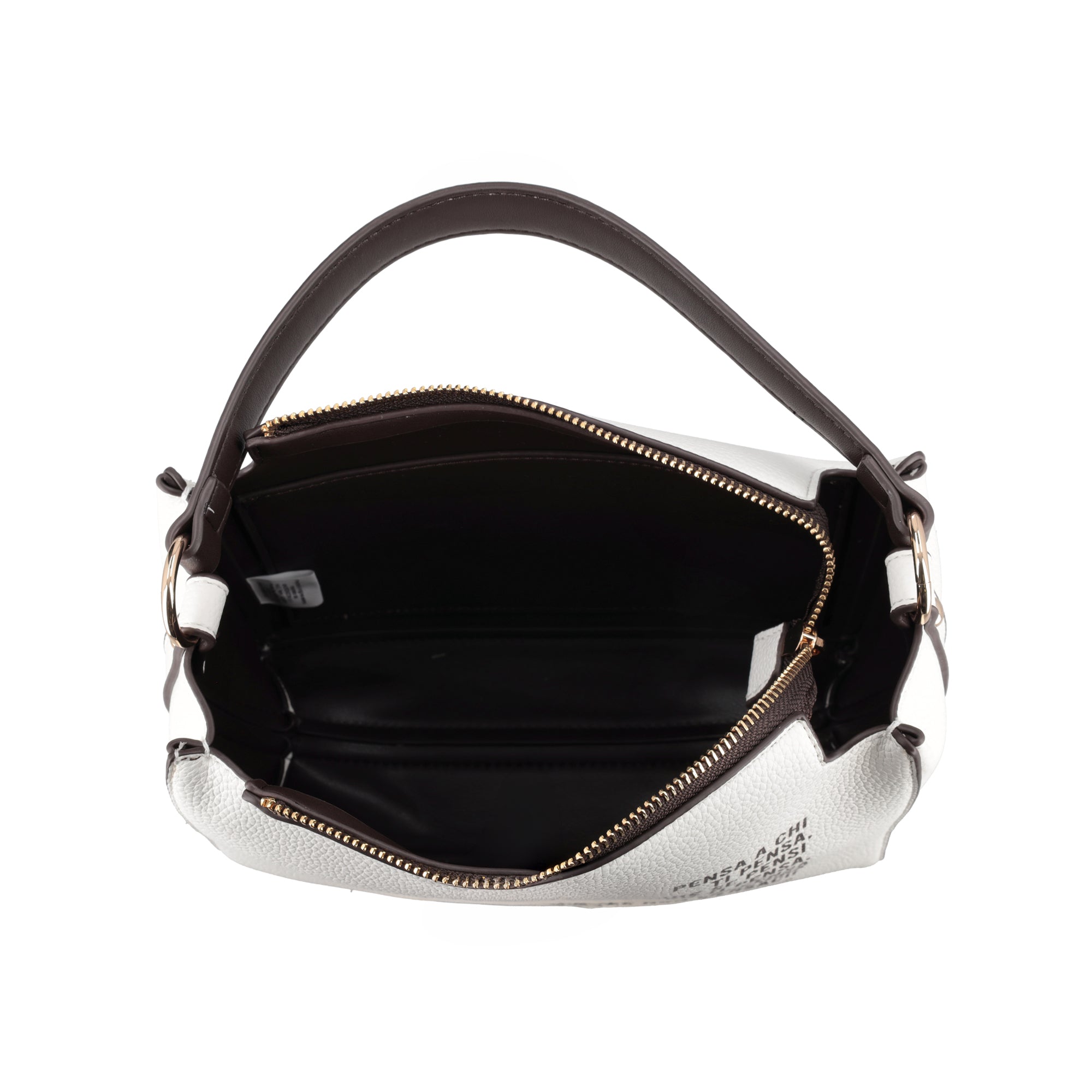 Fede clutch bag with handle and cream-colored lettering print - Women's Crossbody Bag | Le Pandorine