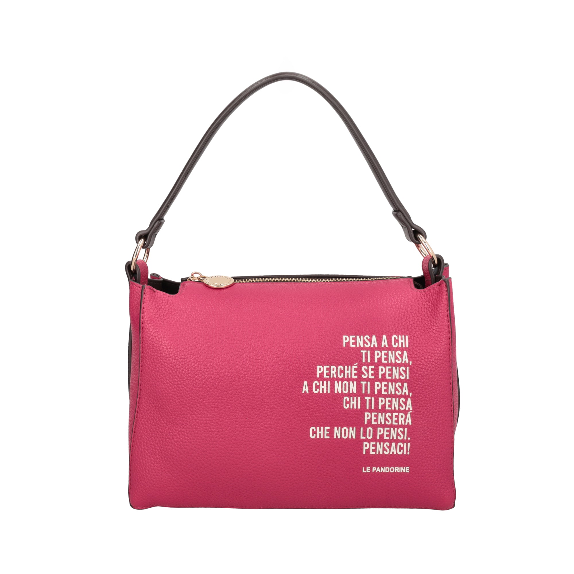Fede clutch bag with handle and fuchsia lettering print - Women's Crossbody Bag | Le Pandorine