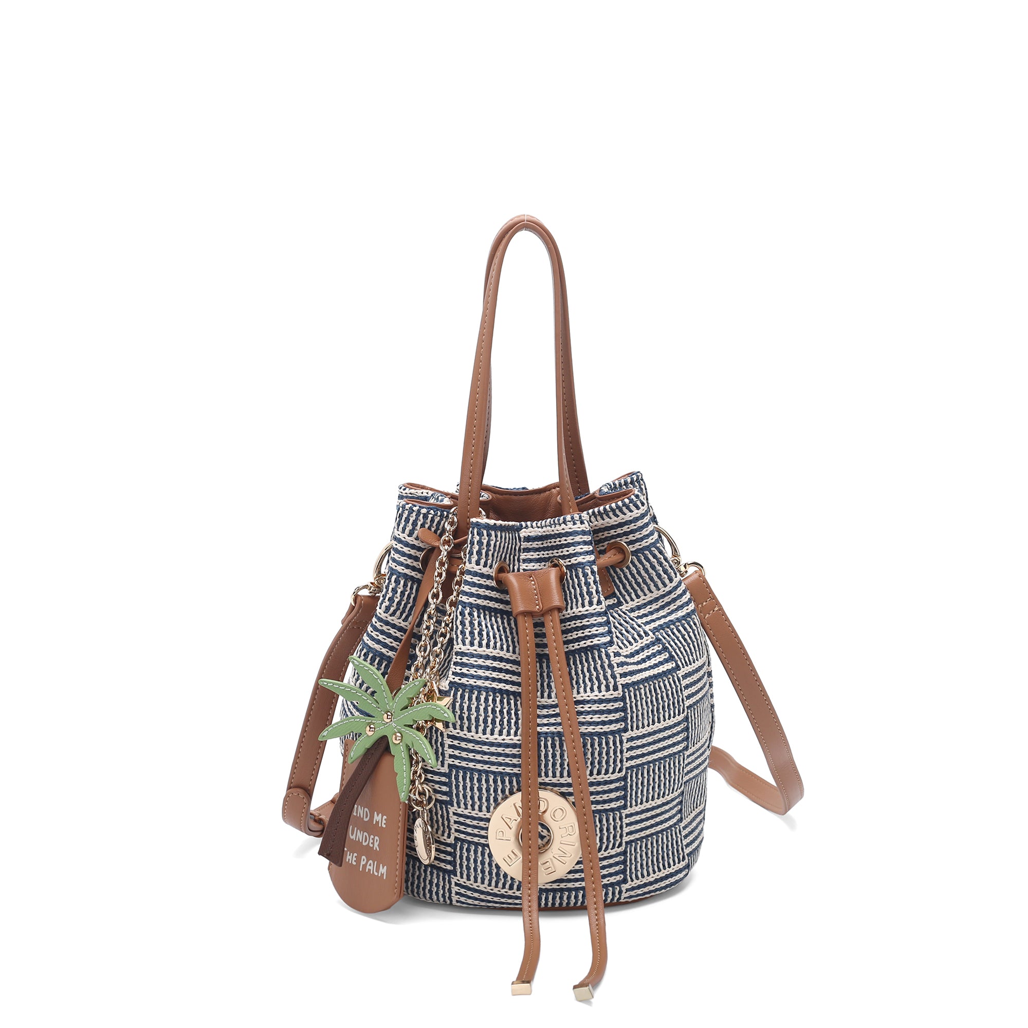 Miriam bucket bag with matching accessory in avio blue color - Secchielli | Le Pandorine