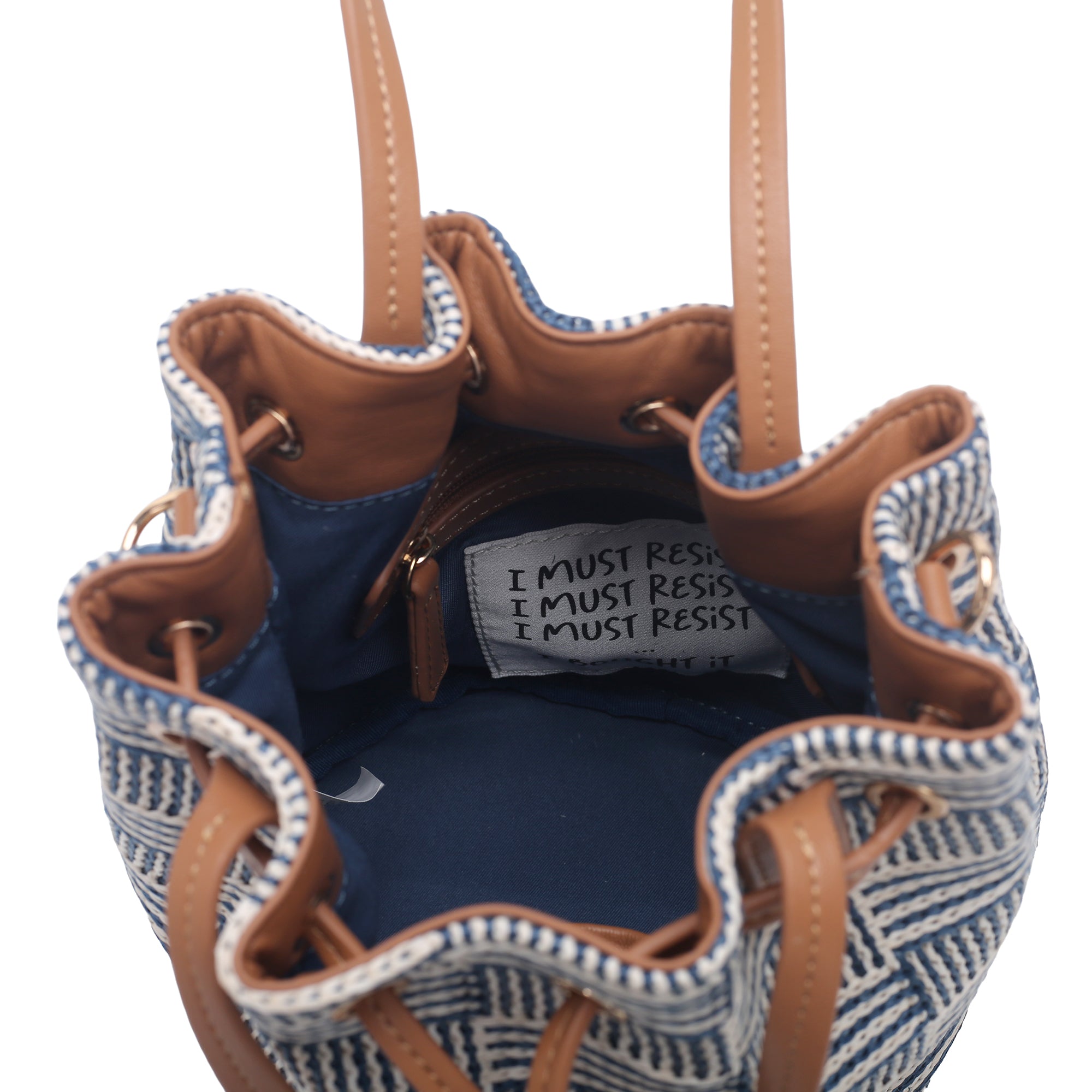 Miriam bucket bag with matching accessory in avio blue color - Secchielli | Le Pandorine